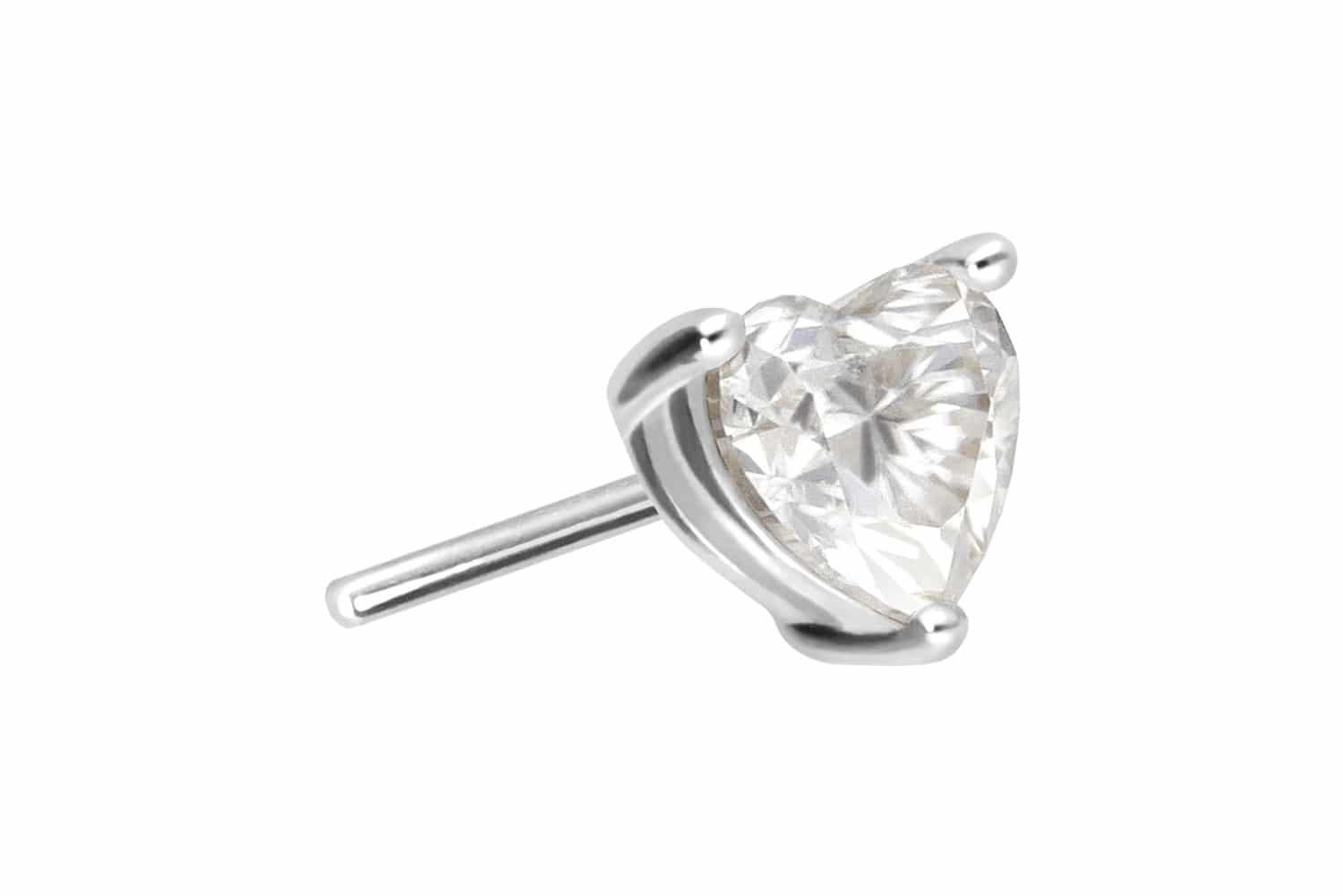 Piercing-Set 14 Karat Gold Aufsatz mit Titan Push Pin MOISSANIT-HERZ