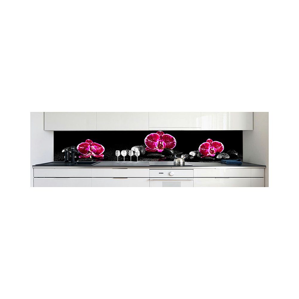 DRUCK-EXPERT Küchenrückwand Küchenrückwand Hart-PVC mm Orchideen 0,4 Pink selbstklebend Premium