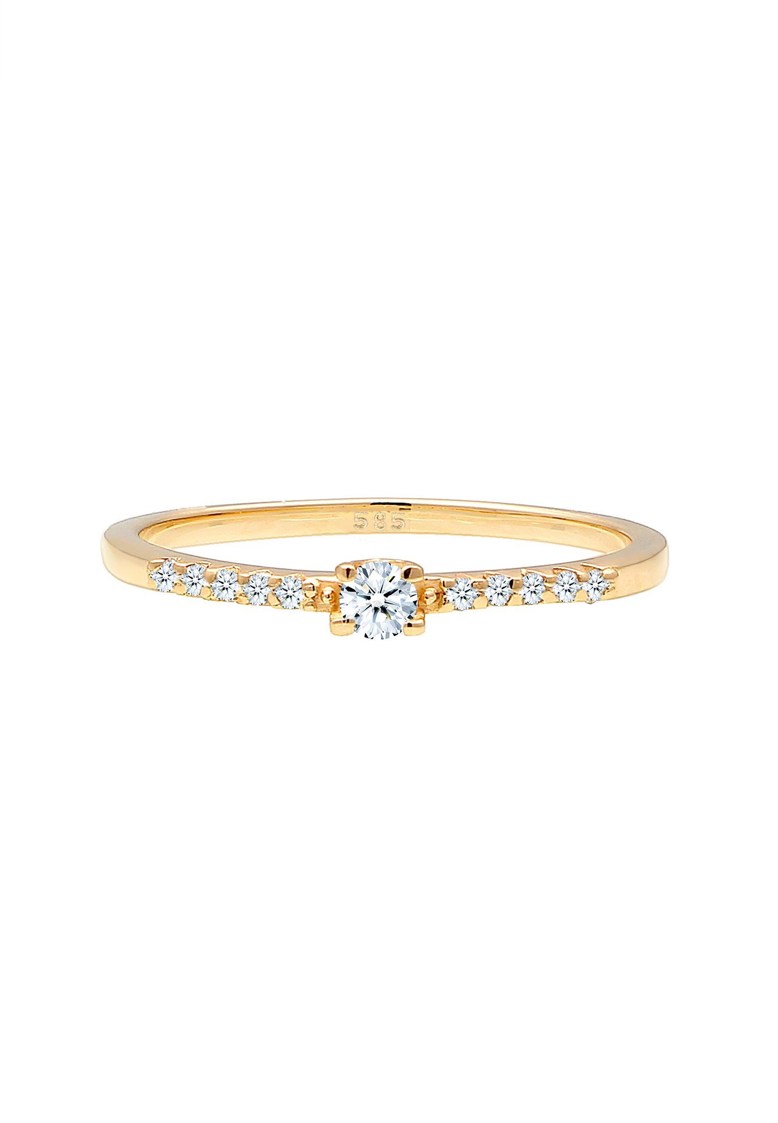 Elli DIAMONDS Verlobungsring Geo Microsetting Diamant (0.11 ct) 585 Gelbgold