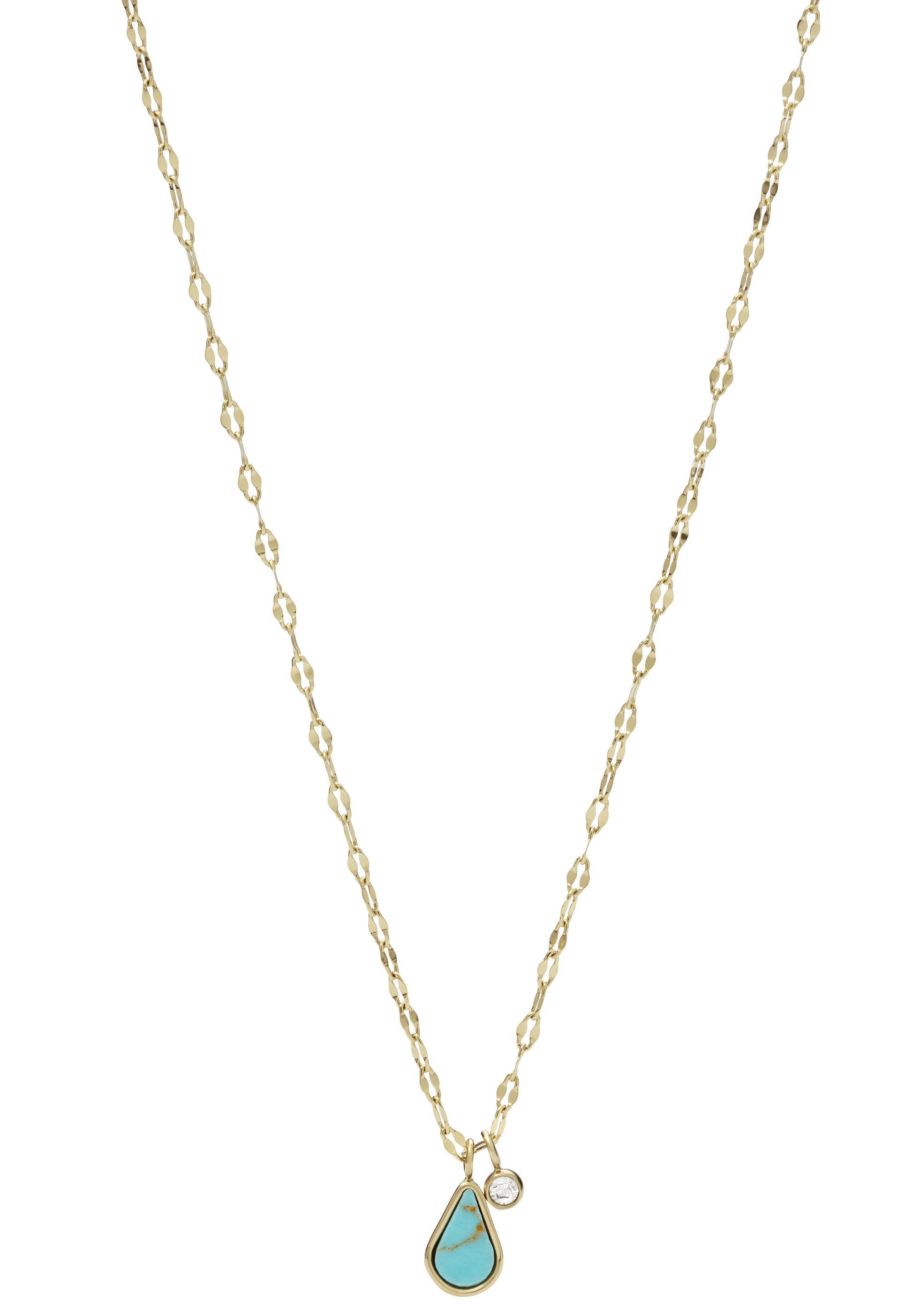 Fossil Kette mit Anhänger »Tropfen, FASHION, JF03734710«, mit Türkis