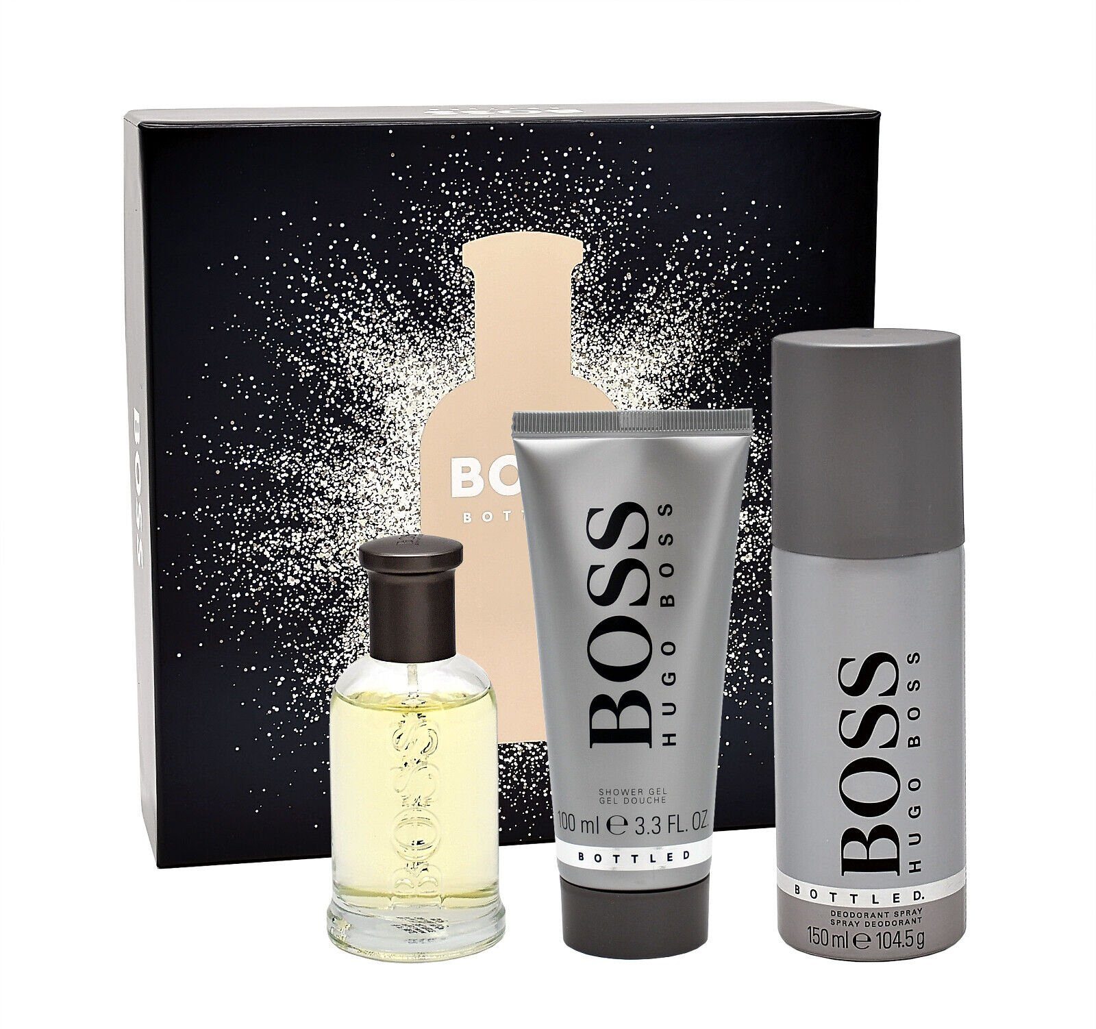 BOSS Duft-Set HUGO BOSS BOTTLED EDT 100ML + SHOWER GEL 100ML + DEODORNAT SPRAY 150ML