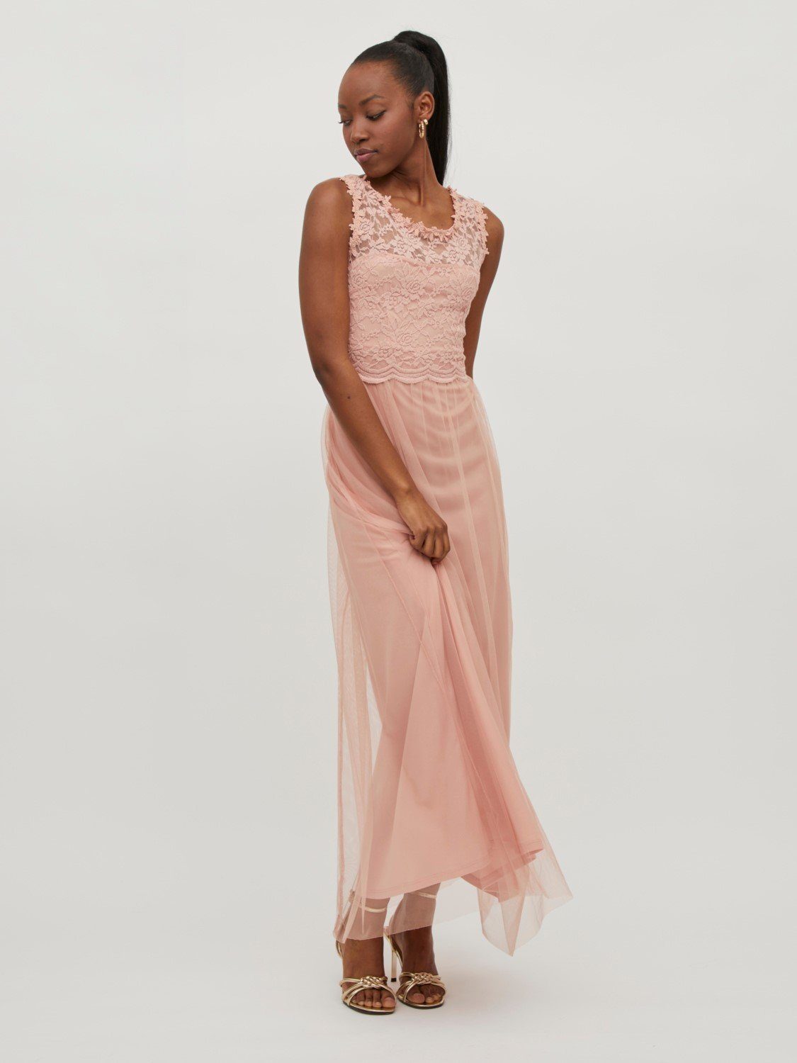 Abschluss Ball Vila Shirtkleid Kleid Rosa Maxi in Dress (lang) 4840 Langes VILYNNEA