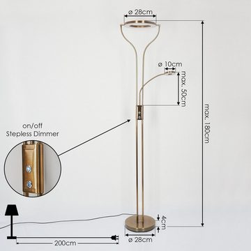hofstein Stehlampe »Vitorchiano« aus Metall/Glas in Altmessing/Weiß, 3000 Kelvin, Stehlampe m. Dimmer u. An-/Ausschalter, 24 Watt/5 Watt, 2320 Lumen
