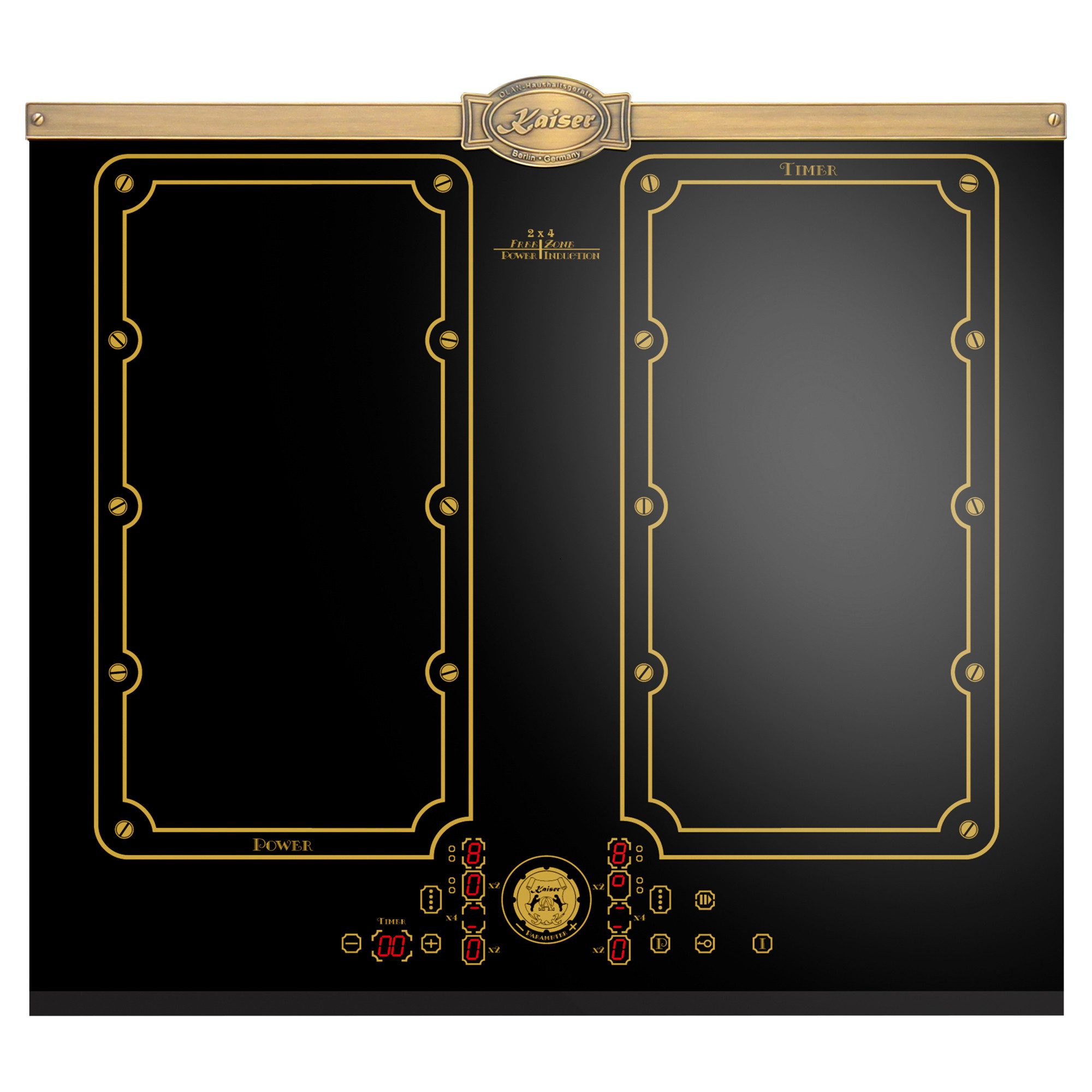 Kaiser Küchengeräte Induktions-Kochfeld Kaiser Empire KCT 6192 FI Em Einbau Induktionskochfeld 60 cm stoßfeste Glaskeramik, 4×2 FLEX Induktions-Kochzonen mit Power-Funktion (Booster)