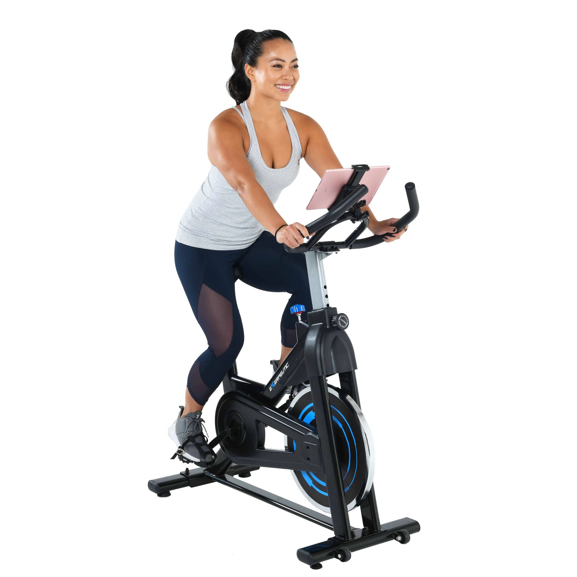 Heimtrainer Indoor-Fahrradtrainer mit App, Gürtelantrieb & Reibungswiderstand