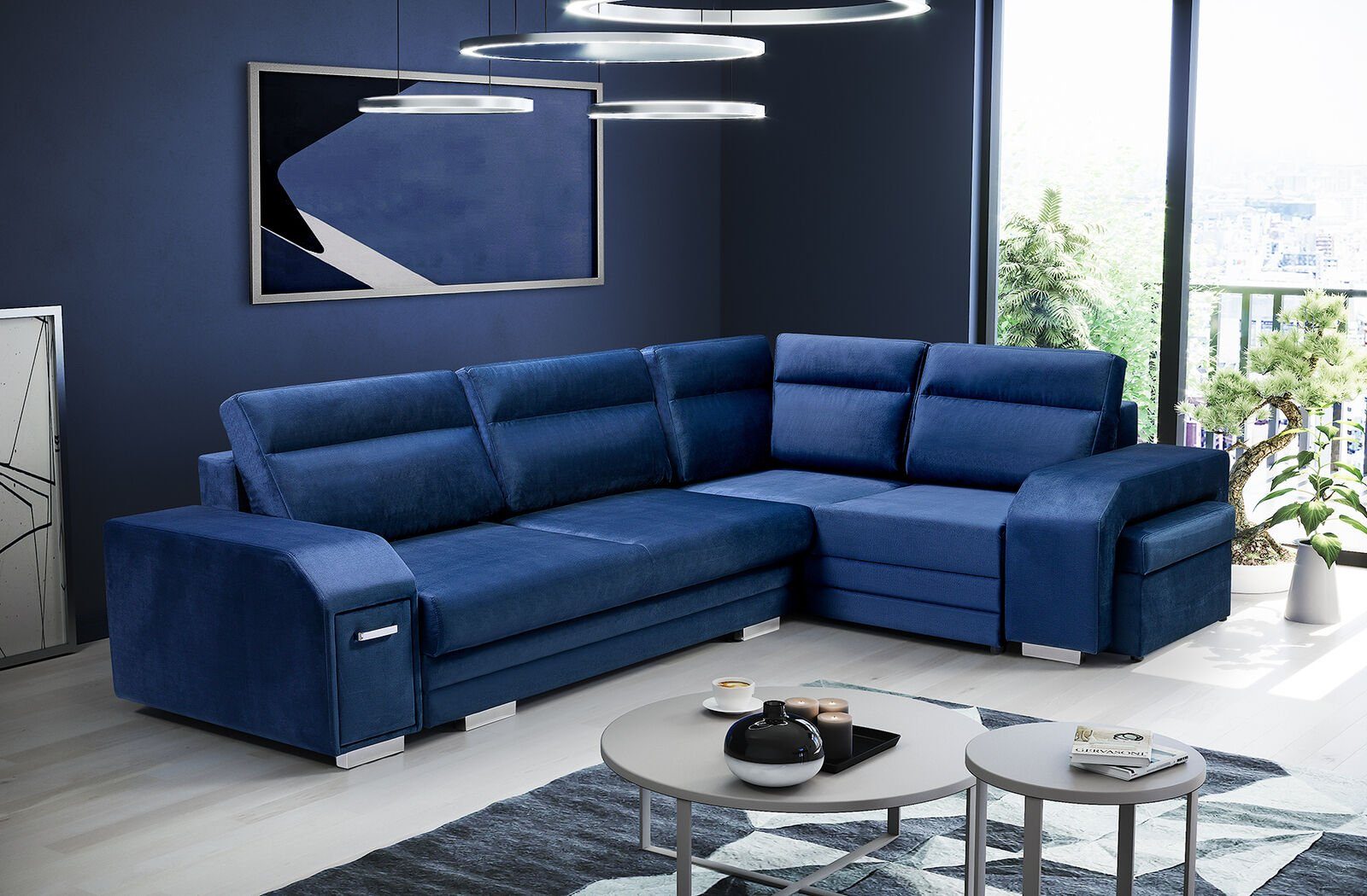JVmoebel Ecksofa, Ecksofa Sofa Wohnlandschaft Blau Wohnzimmer Polster Eck Couch Couch
