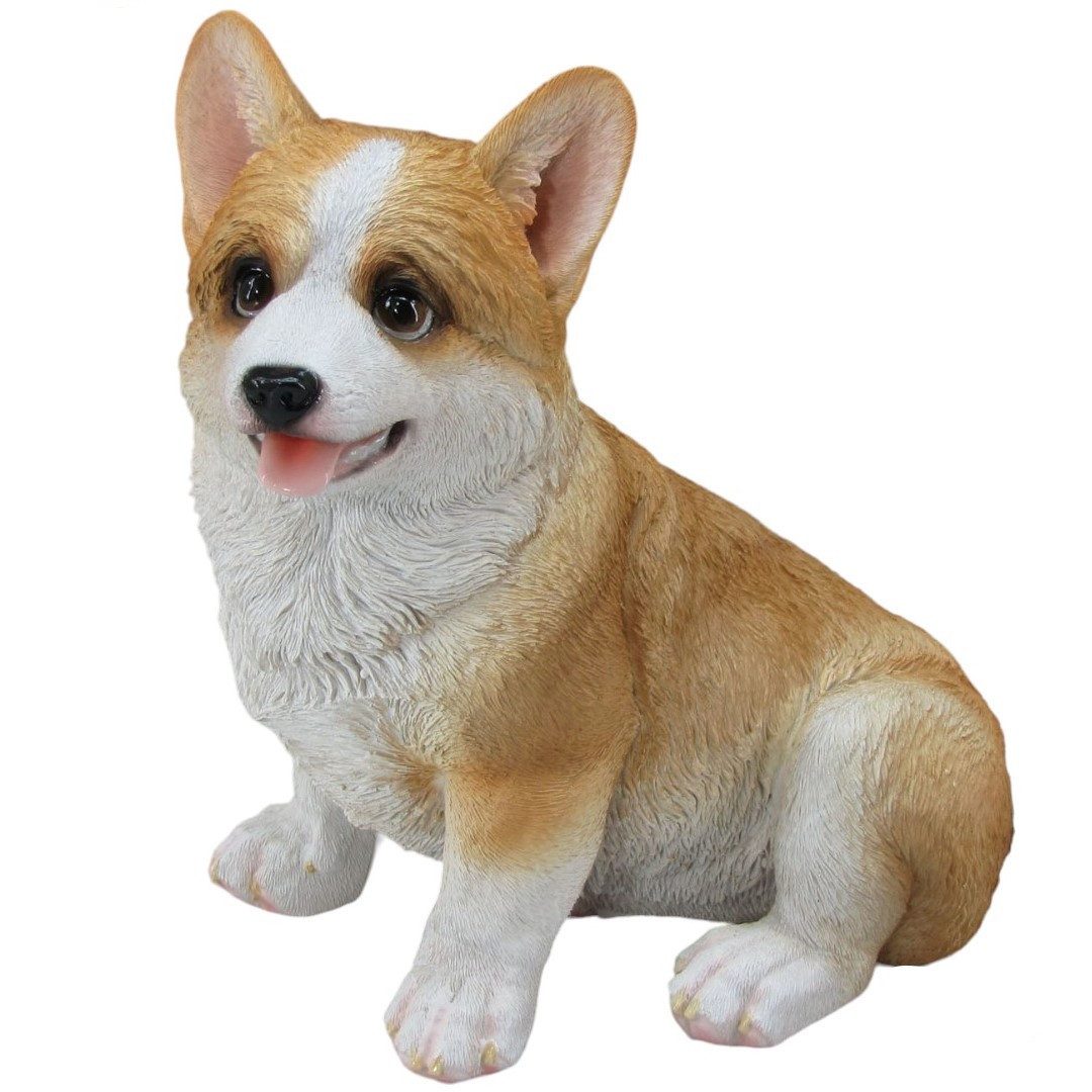 Figurendiscounter Gartenfigur Dekofigur Corgi sitzend 20 x 19 x 12 cm braun weiß
