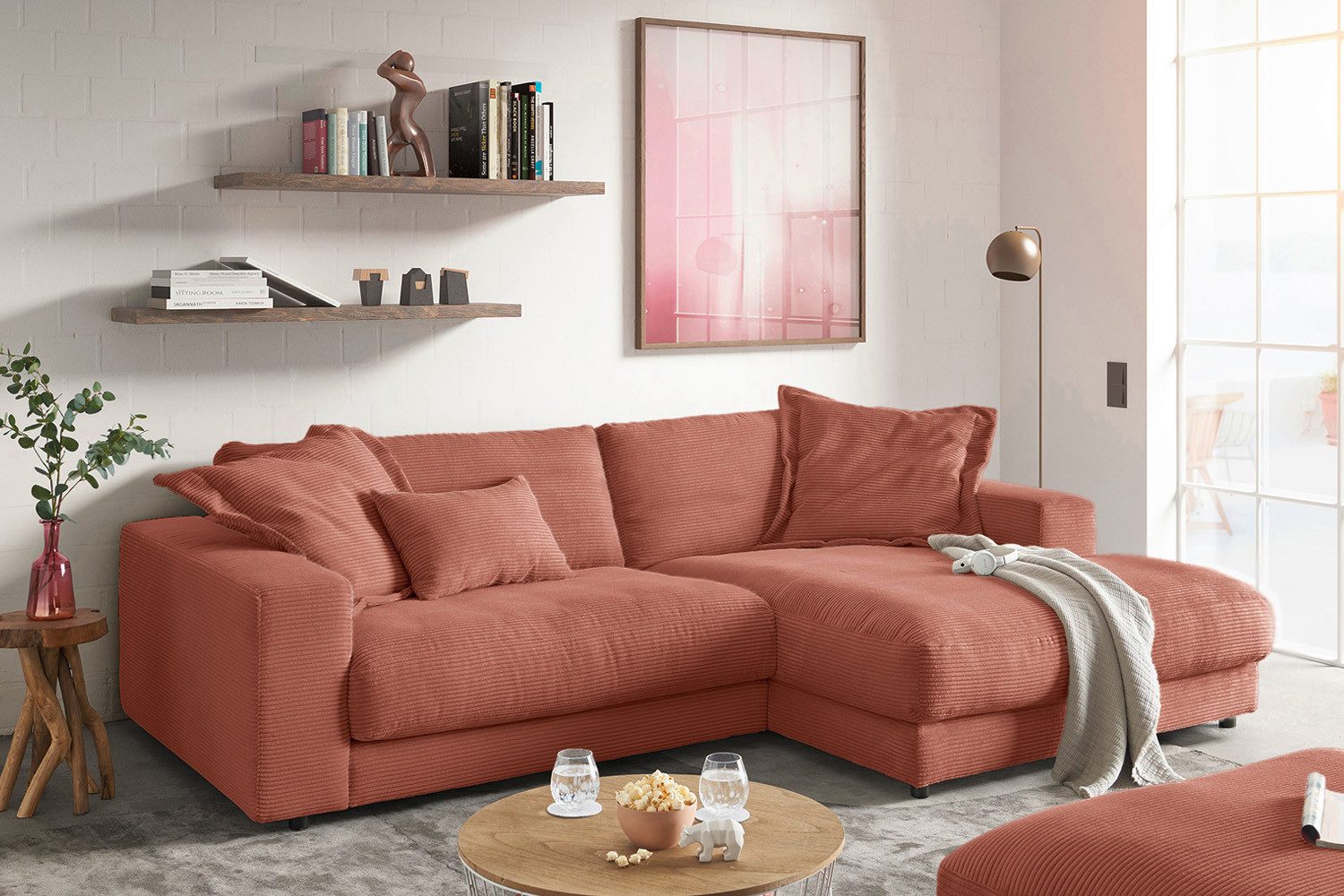 KAWOLA Ecksofa MADELINE, Sofa Cord Longchair günstig online kaufen