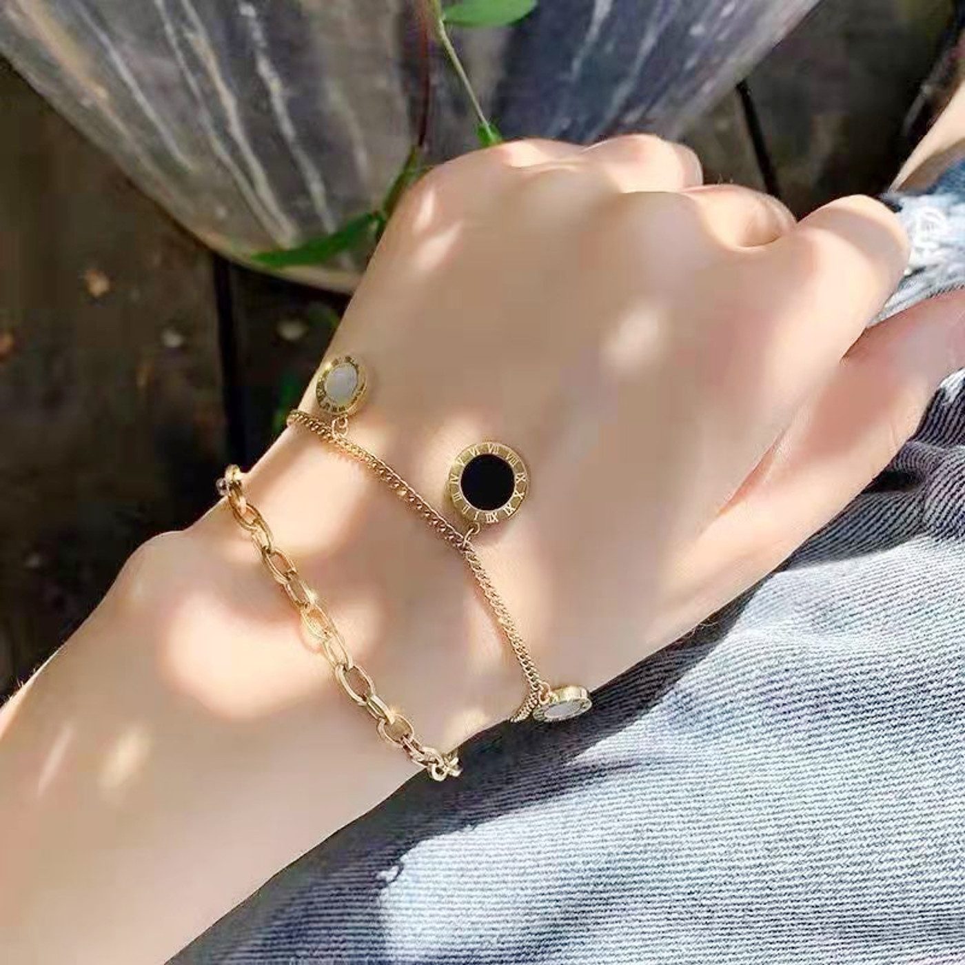KARMA Armband Charms Gold oder Silber verstellbar Edelstahl vergoldet (Dame günstig online kaufen