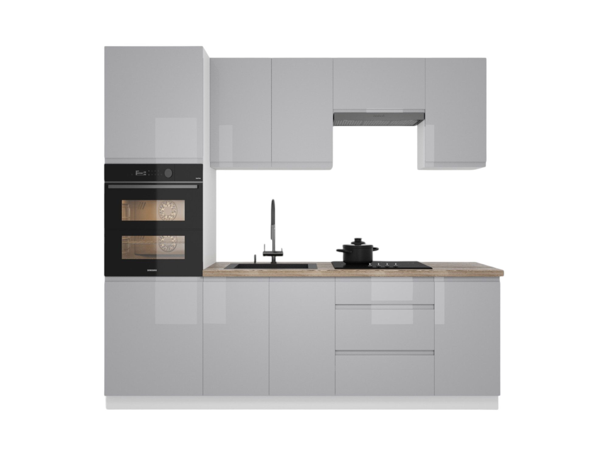 ROYAL24_MARKT Küchenzeile K101-G240 - Velmora - Stilvoll kochen auf kleinem Raum, (Komplett Set), Feinste Qualität - Modern - Zeitlos.