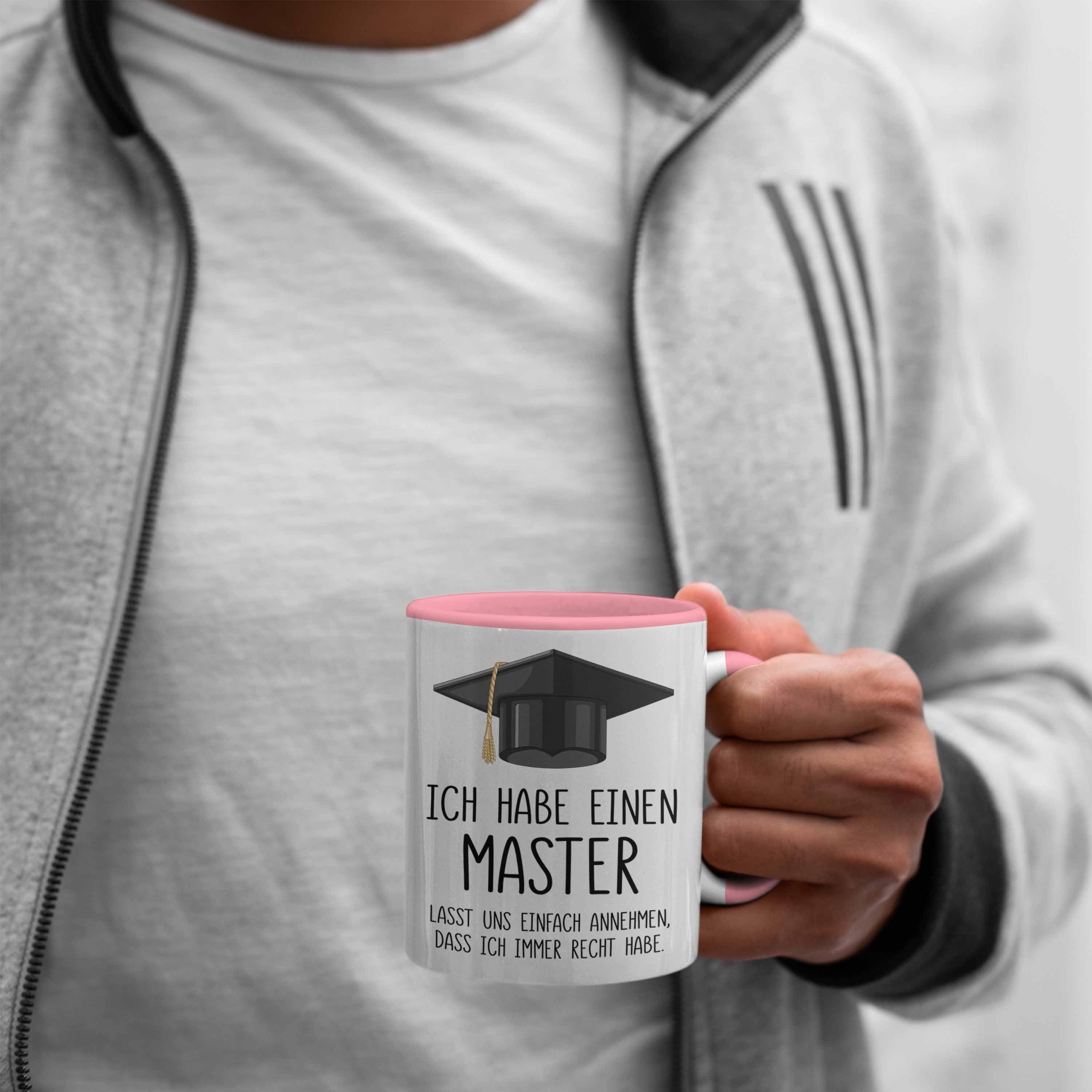Master Geschenkidee Tasse Geschenk Graduation - Trendation Abschluss Bestanden Trendation Prüfung Spruch Rosa Tasse Master Bestandene