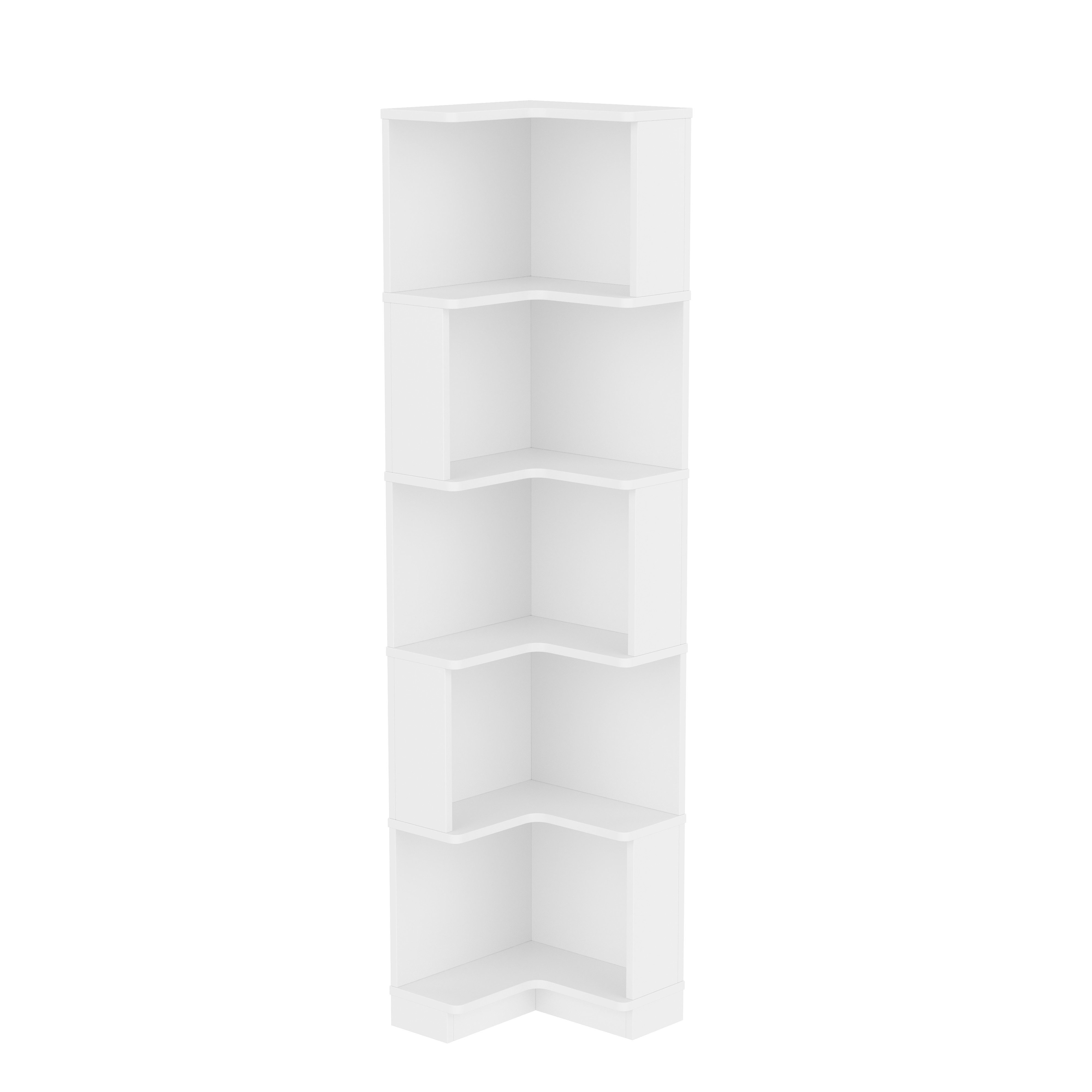 Flieks Bücherregal Standregal Eckregal mit LED-Beleuchtung und 6 Ebenen/5 Ebenen, B63,5/T45/H175 cm 1-tlg., Eckbücherregal mit 5 Fächer L-förmig Hochschrank Eckregal Weiß