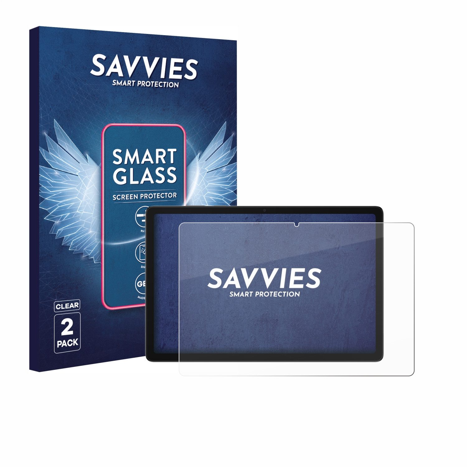 Savvies Displayschutzglas Schutzglas Panzer für Samsung Galaxy Tab A11 Plus 5G 11", 2 Stück, Schutzfolie Display Schutz Glas Folie klar