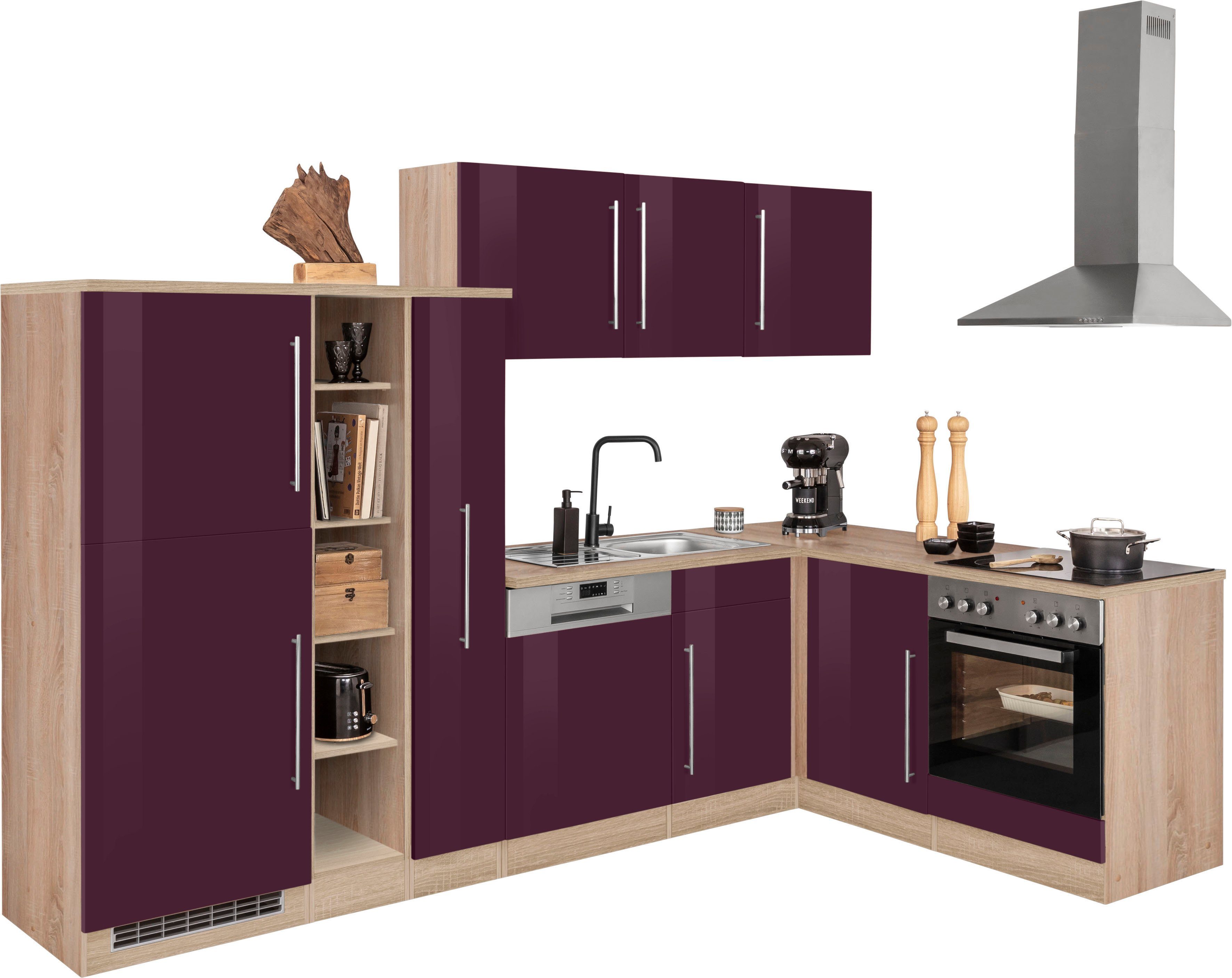 KOCHSTATION Winkelküche KS-Samos, Stellbreite 290x170 cm, wahlweise mit E-Geräten, mit Arbeitsplatte