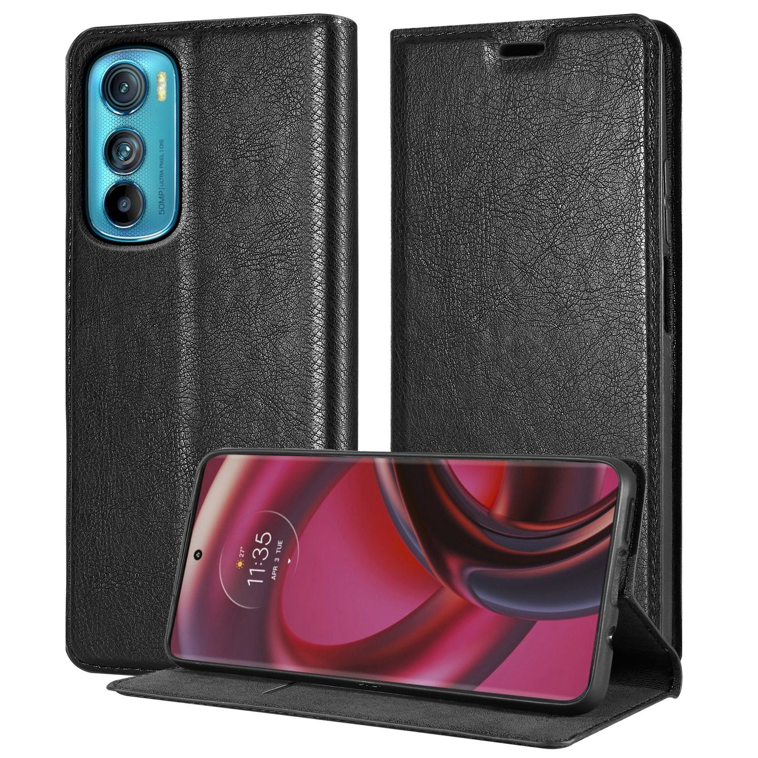 Cadorabo Handyhülle für Motorola EDGE 30 Hülle Motorola EDGE 30, Hülle Schutzhülle mit Standfunktion, Magnetverschluss und Kartenfach