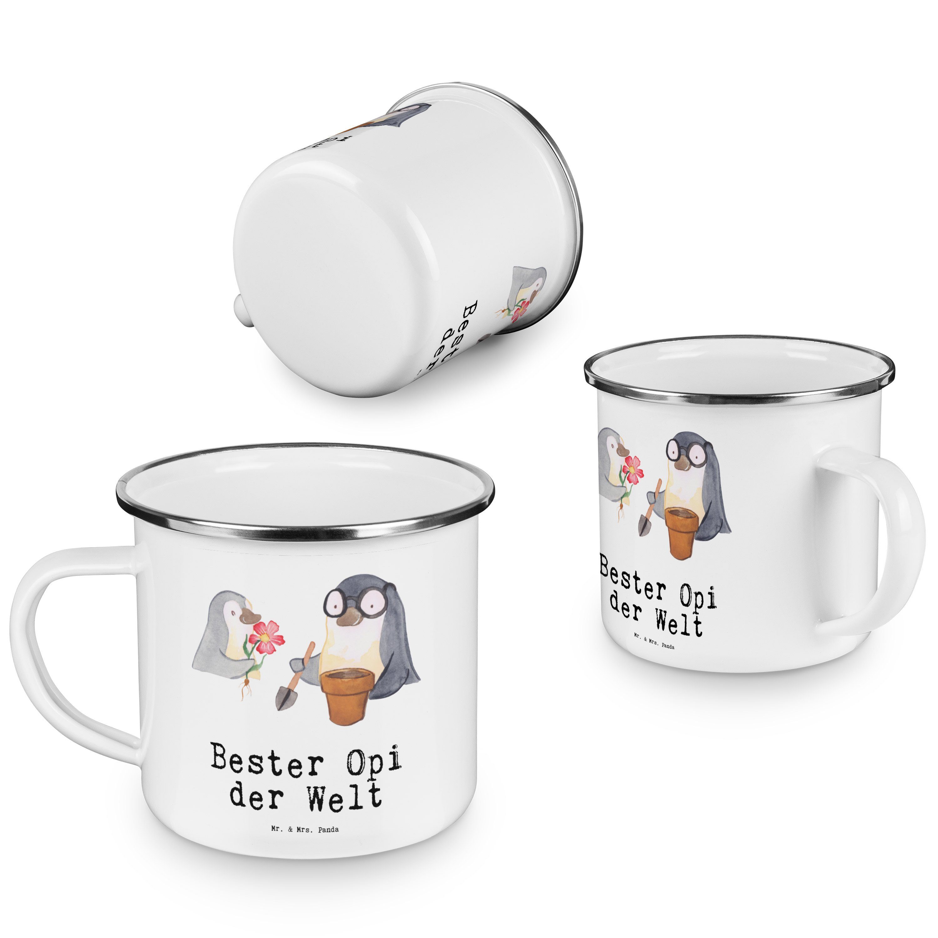 - Geschenk, Pinguin Freude Mrs. & Panda Becher Bester Weiß Emaille der Welt - Mr. machen, Opi Geburts,
