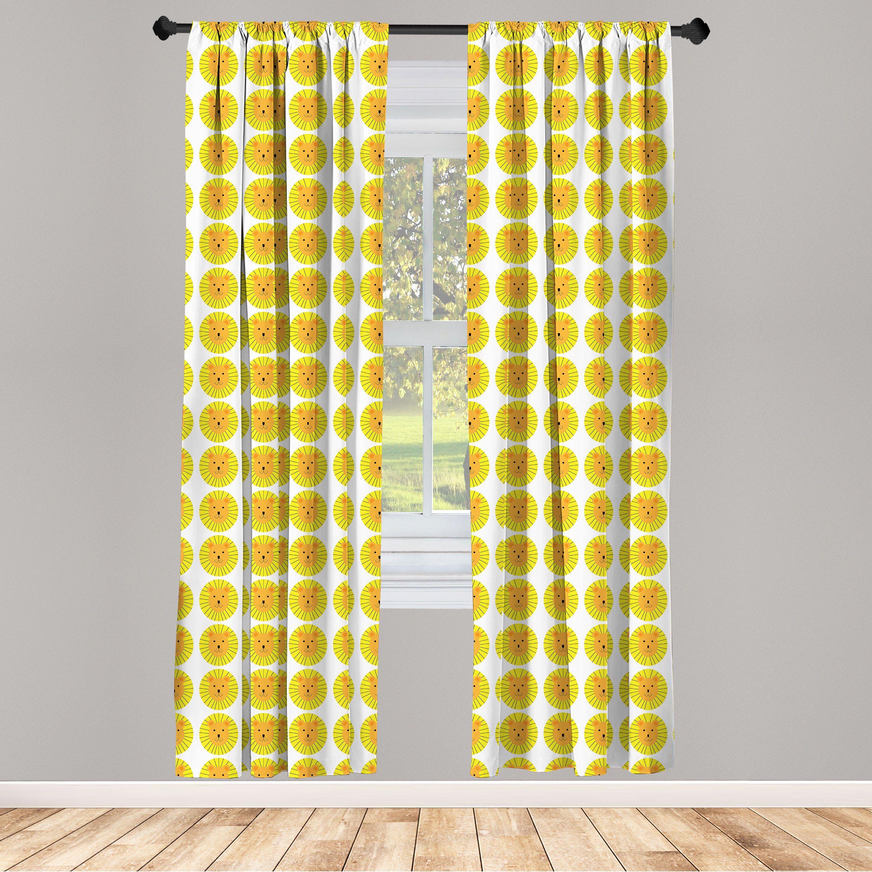 Dekor, Vorhang für Abakuhaus, Schlafzimmer Gardine Zirkus-Löwe-Motive Microfaser, Wohnzimmer Tiere Nursery
