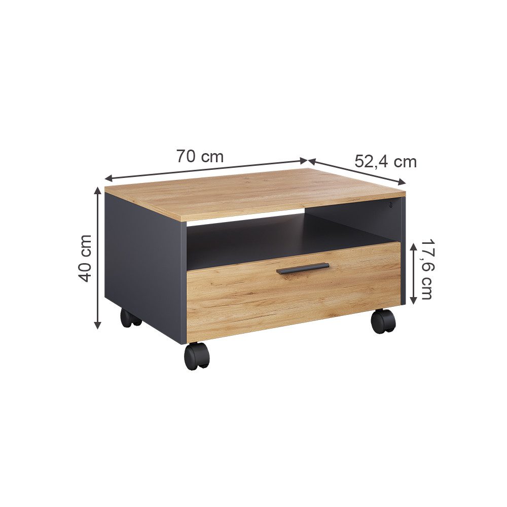 Vicco Beistelltisch Bibo, Anthrazit/Goldkraft Eiche, 70 x 52.4 cm günstig online kaufen