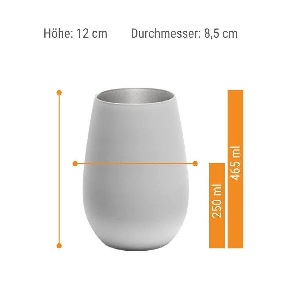 Stölzle Glas Stölzle Lausitz Elements Becher Weiß-Silber (6er set), Glas
