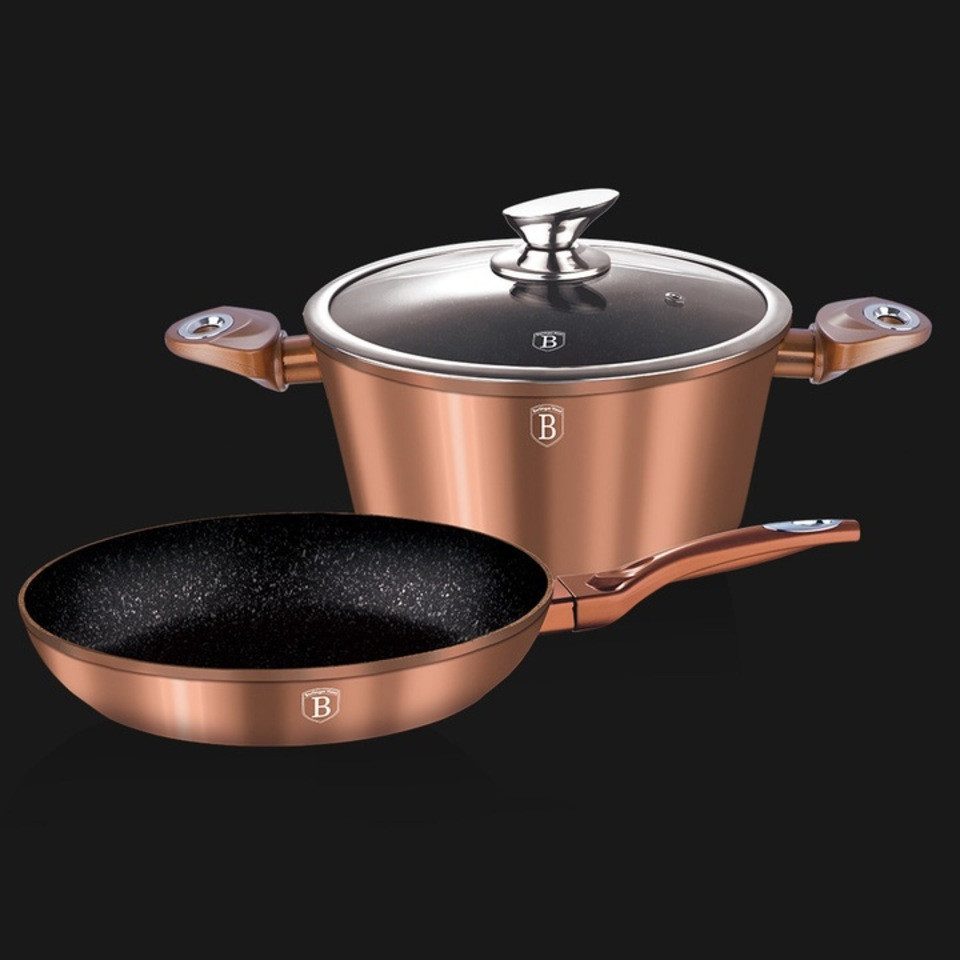 Ertex Kochtopf BH-1281N, 3-teiliges Set Roséfarbenes Design