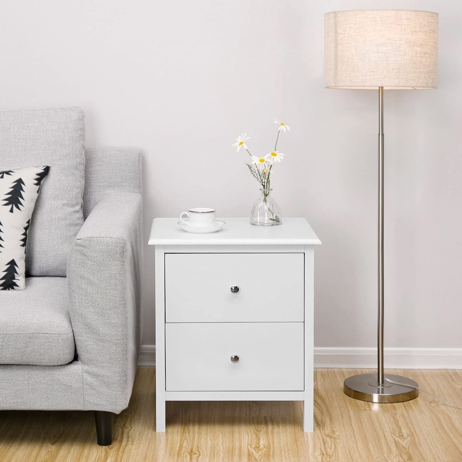 SONGMICS Nachttisch RDN08WT, Beistelltisch, Sofatisch, weiß