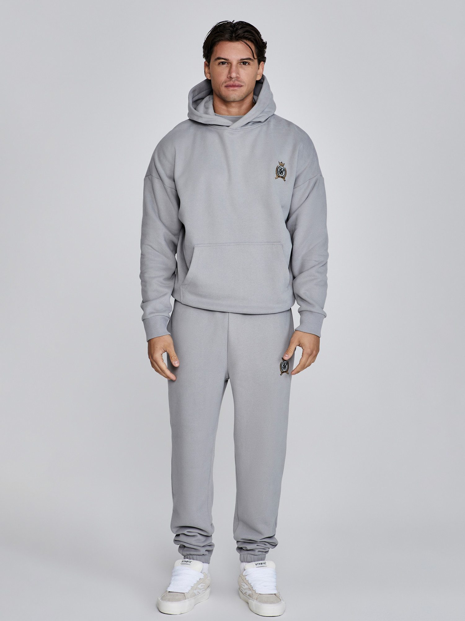 Siksilk Hoodie SikSilk Herren Grauer Pullover Kapuzenpullover günstig online kaufen