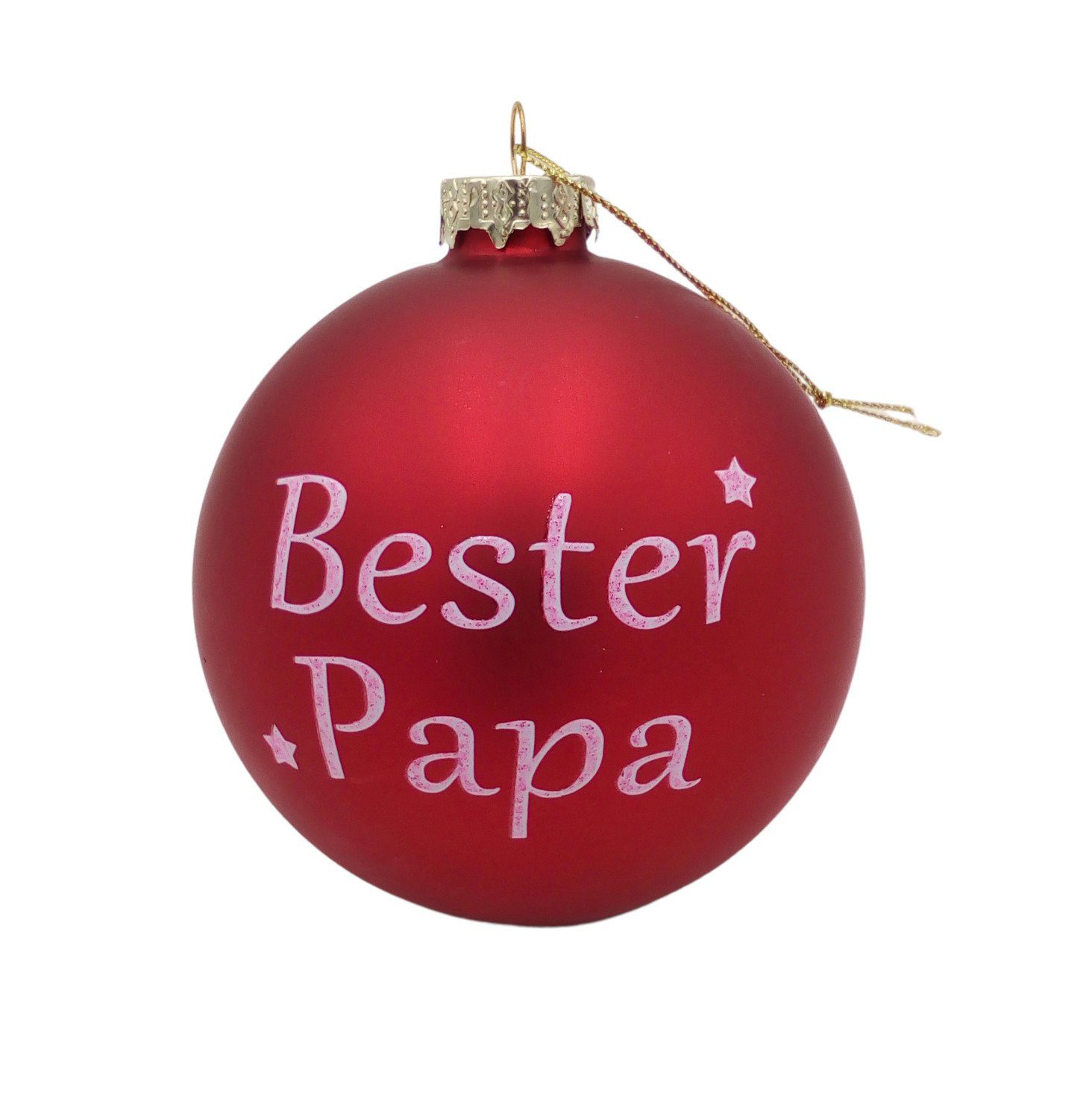 BURI Weihnachtsbaumkugel Glas-Weihnachtsbaumkugeln rot mit Spruch 10cm Christbaumschmuck Deko