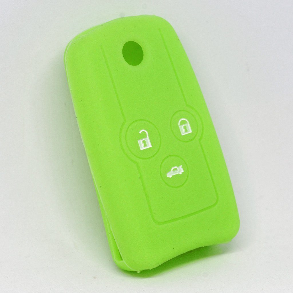 Honda Grün, Jazz Autoschlüssel 3 mt-key Schlüsseltasche Accord Schutzhülle Civic für fluoreszierend Tasten CR-V Softcase Klappschlüssel Silikon