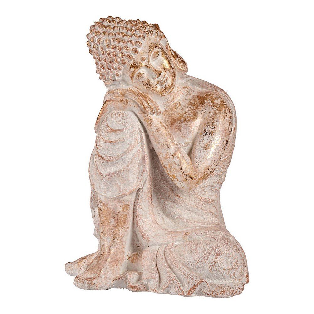 Ibergarden Dekofigur Dekorative Figur für den Garten Buddha WeißGolden Polyesterharz 35,5 x