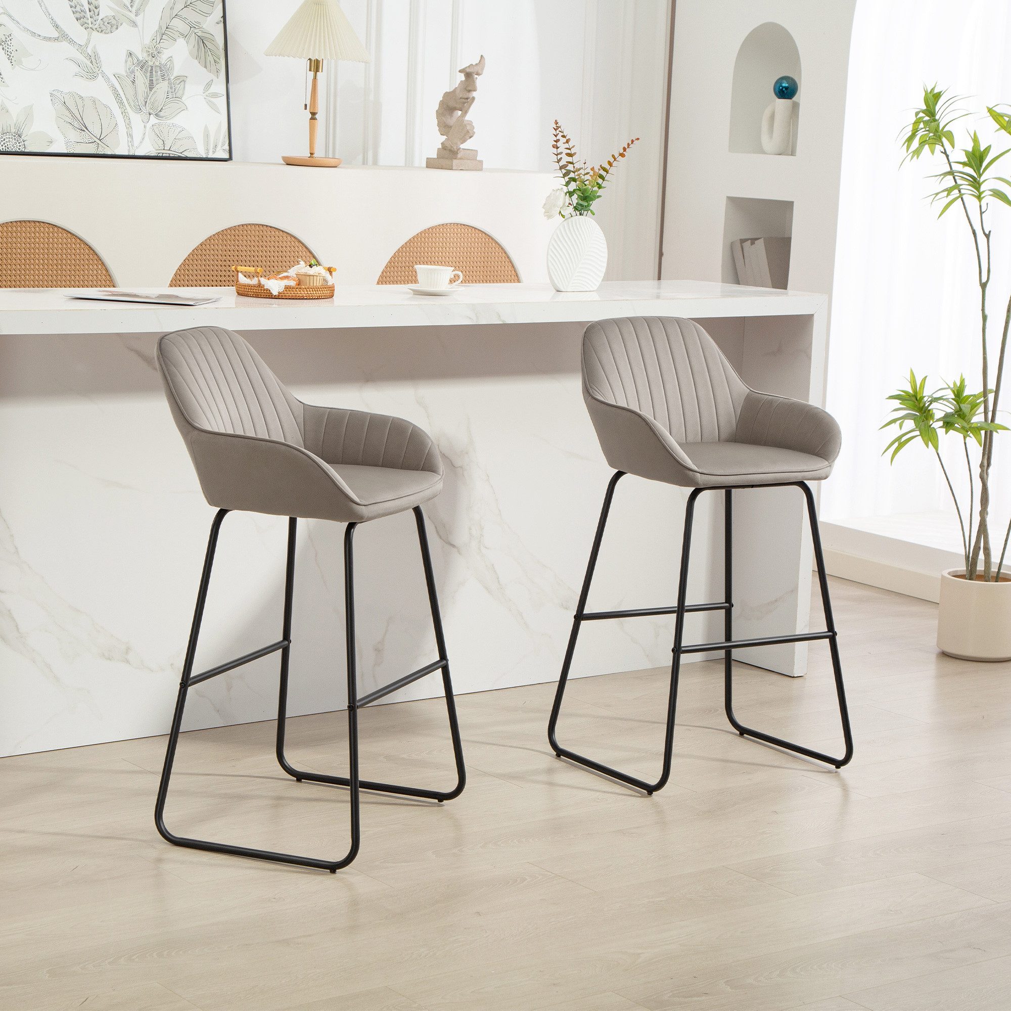 HOMCOM Barhocker mit Stoffbezug, Metallbeinen (Polsterhocker, günstig online kaufen