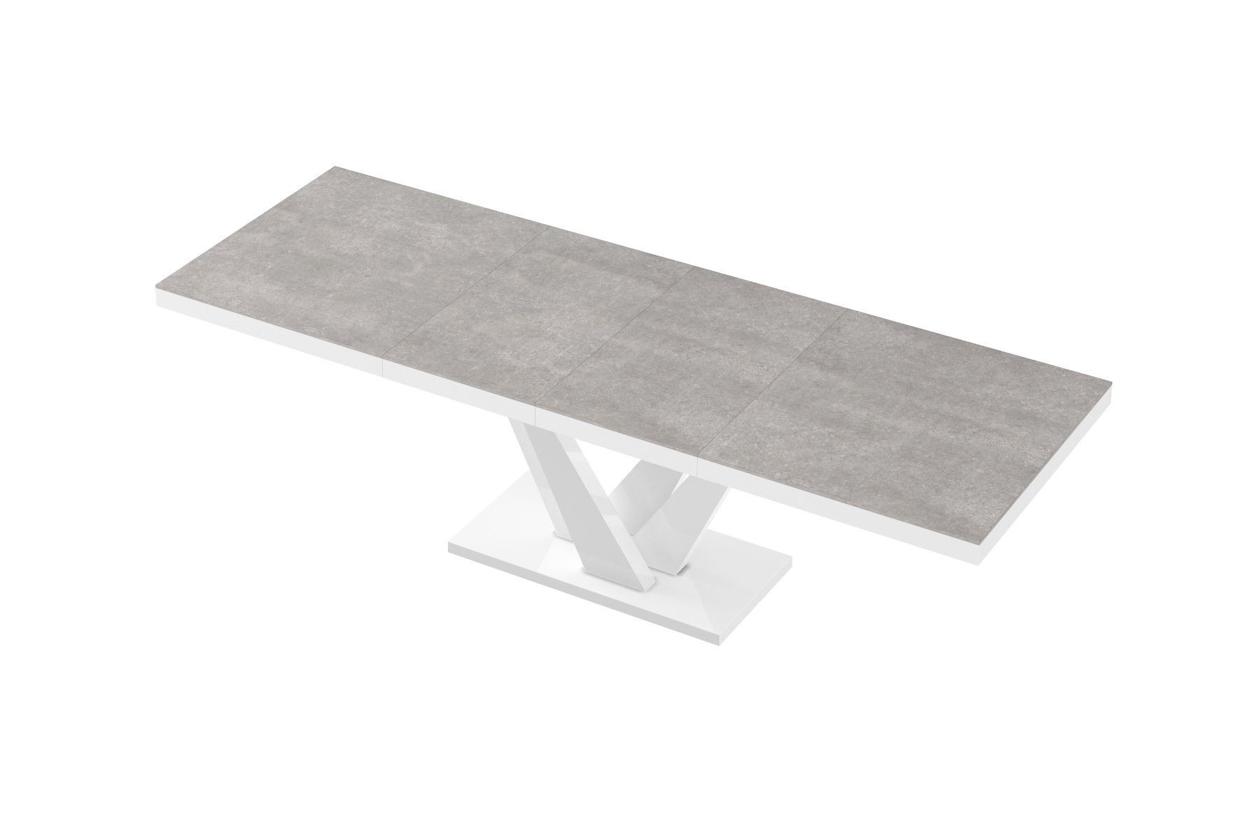 HEV-111 Esstisch 160 designimpex Hochglanz Tisch / Esstisch Weiß Beton 256 Design bis cm ausziehbar
