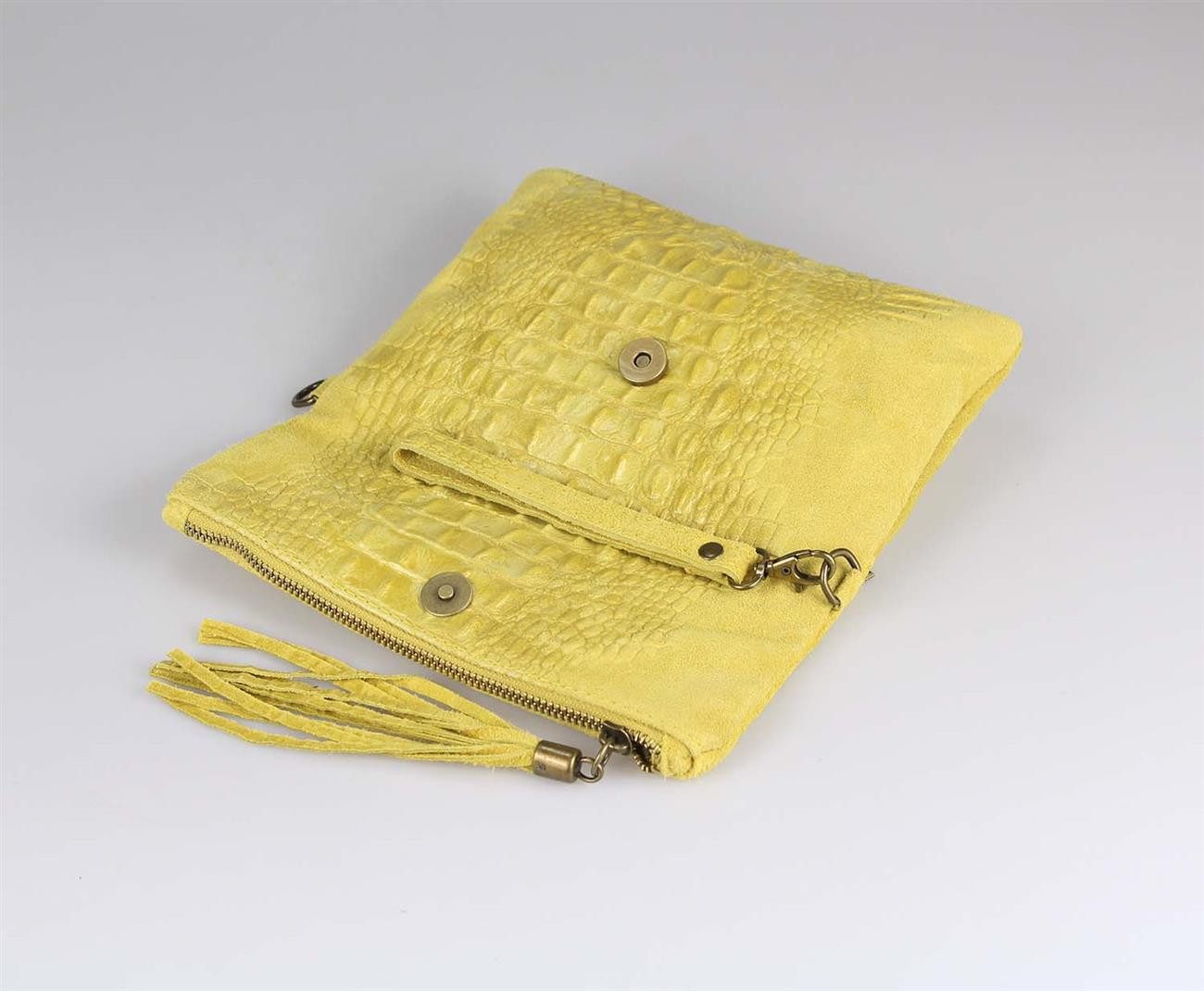 ITALYSHOP24 Schultertasche Made in Italy Damen Leder Tasche CrossOver, mit Kroko Prägung, als Clutch,Umhängetasche tragbar