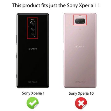 Nalia Smartphone-Hülle Sony Xperia 1, Carbon Look Silikon Hülle / Matt Schwarz / Rutschfest / Karbon Optik