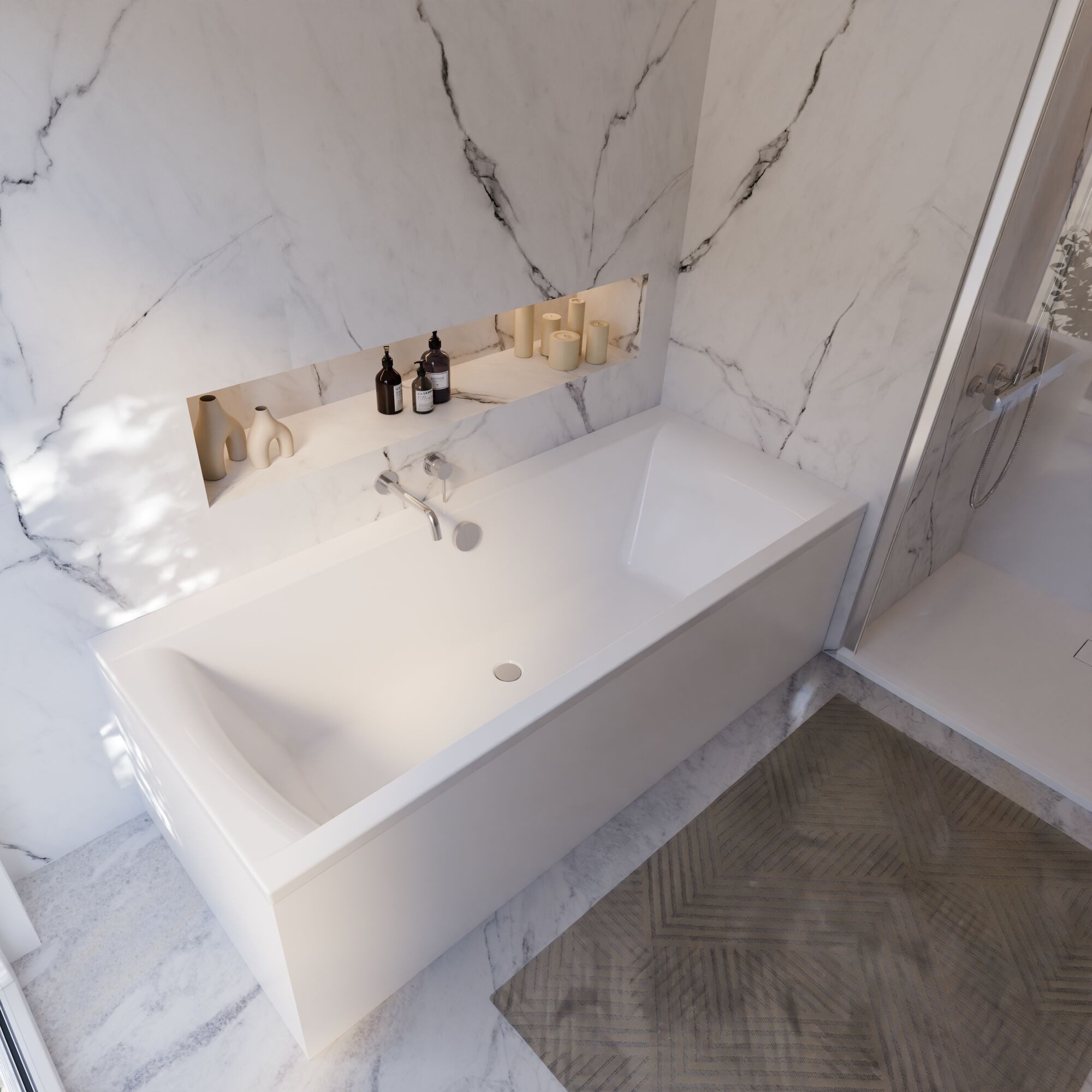 Schulte Badewanne Onda, Körperform, Sanitäracryl, Weiß, Größenauswahl, (Komplett-Set), 190x80 cm, mit Wannenträger und Ablauf