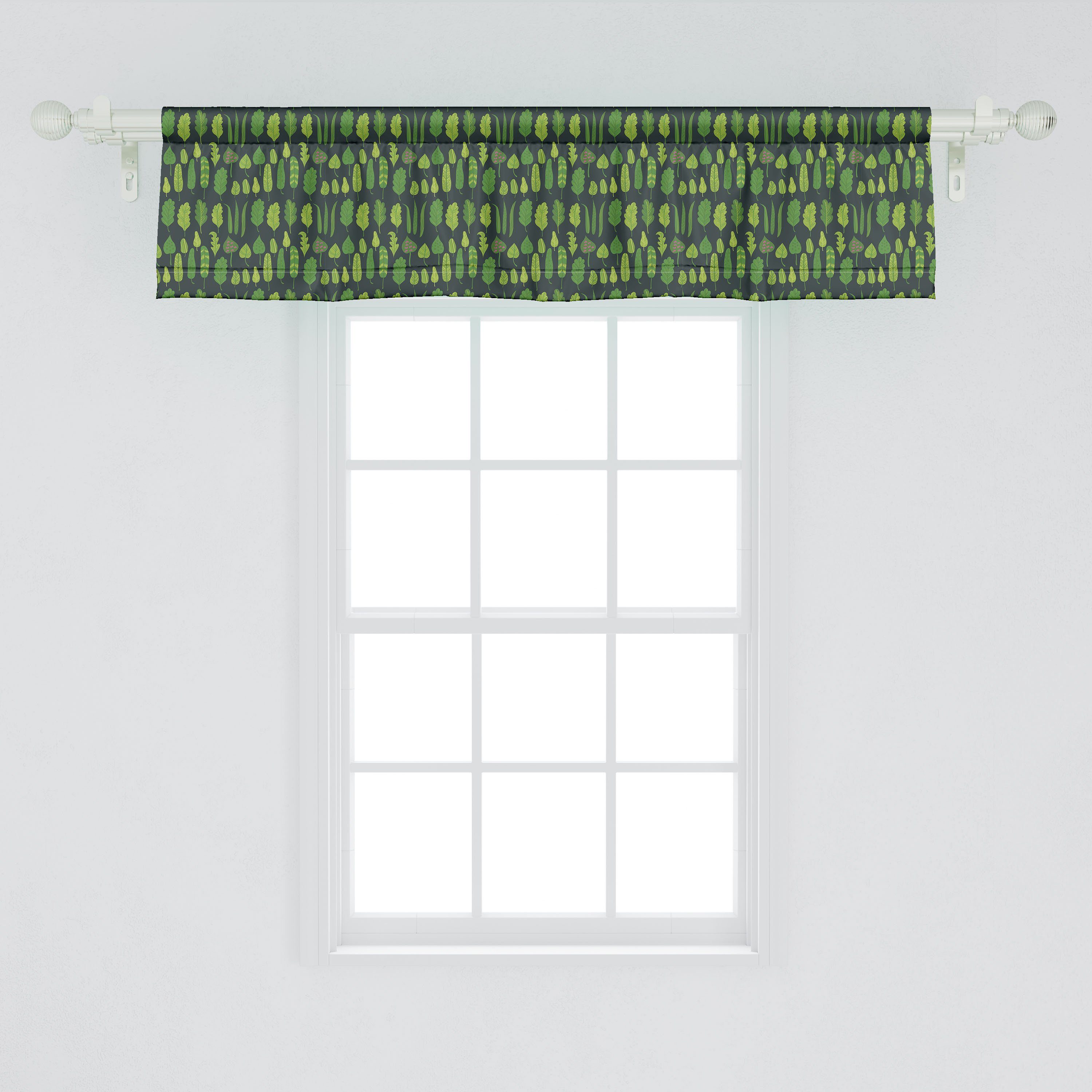 Scheibengardine Vorhang Volant für Microfaser, mit Botanik Abakuhaus, Schlafzimmer Wald Laub Exotische Dekor Küche Stangentasche, Blätter