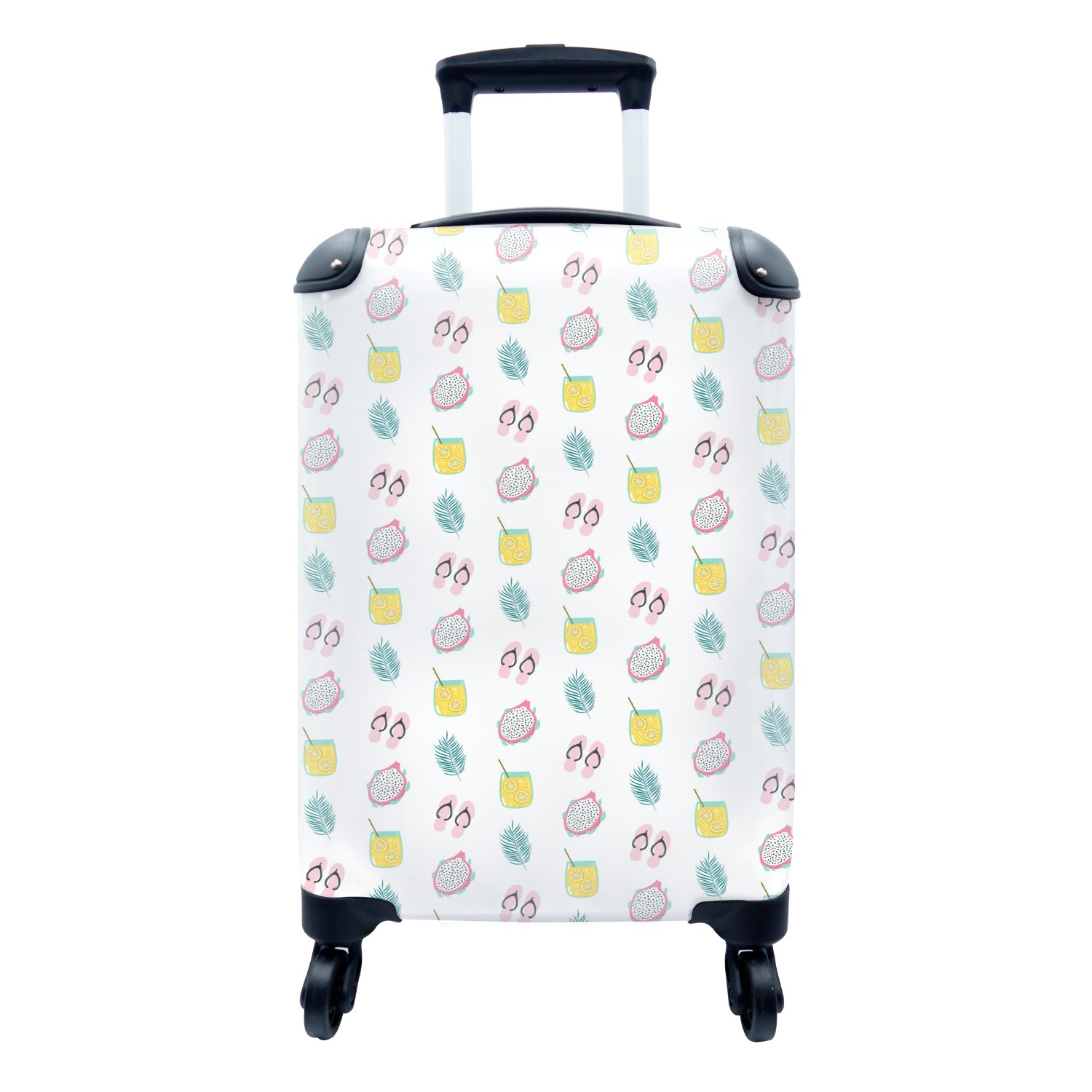 MuchoWow Handgepäckkoffer Sommer - Pastell - Muster, 4 Rollen, Reisetasche mit rollen, Handgepäck für Ferien, Trolley, Reisekoffer