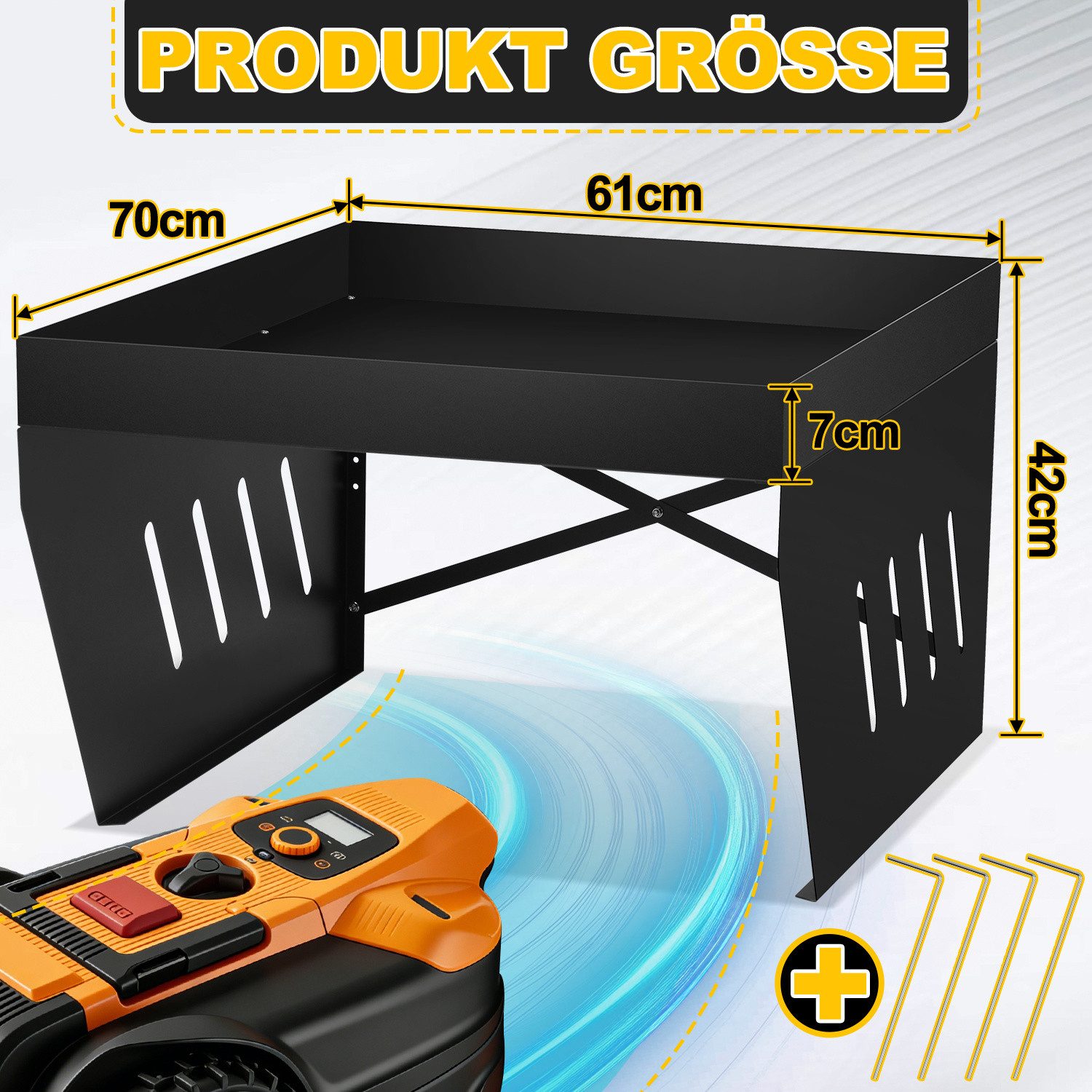 Clanmacy Mähroboter-Garage Rasenmäher Garage Schützt Mähroboter Dach Robotermäher Sonnenschutz, BxTxH: 61x70x42 cm, (1-St) – Bild 2 von 5