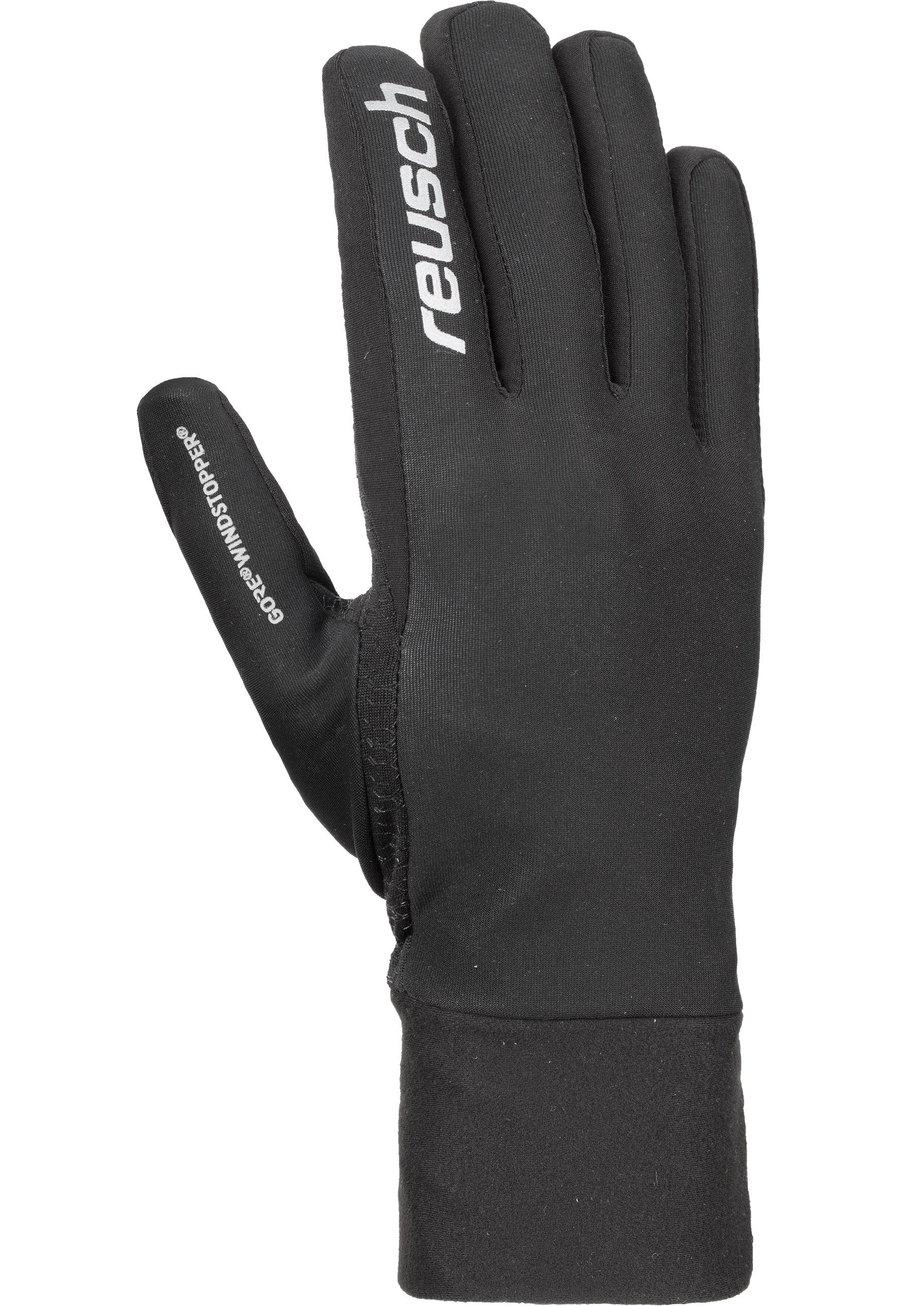 Reusch Skihandschuhe praktischer Karayel mit Technologie GORE-TEX® Touch-Tec INFINIUM™ schwarz-silberfarben