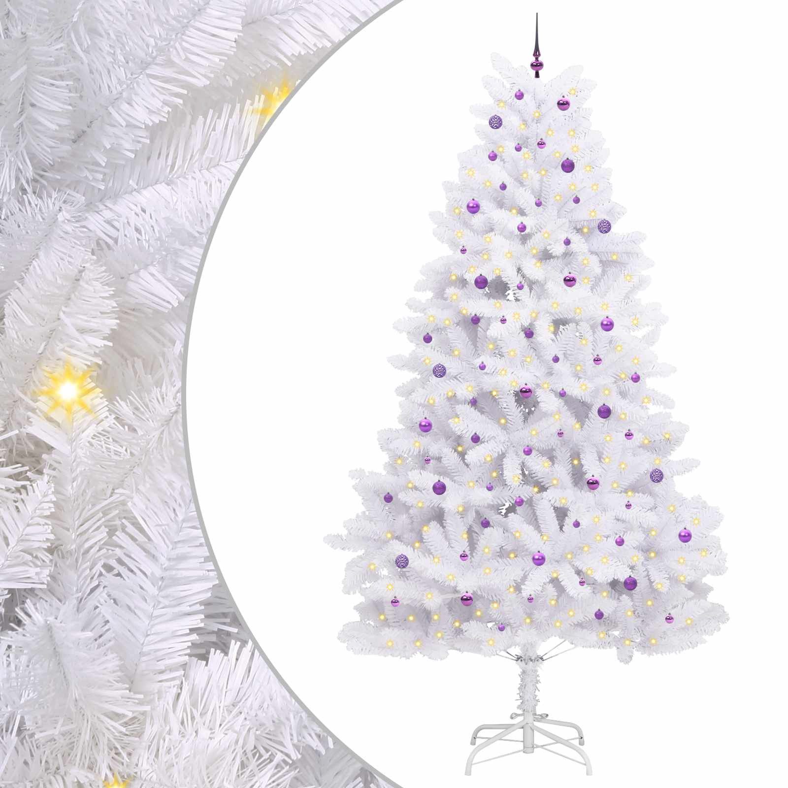 vidaXL Künstlicher Weihnachtsbaum Künstlicher klappbarer Weihnachtsbaum Weiß 300 cm PVC und Stahl