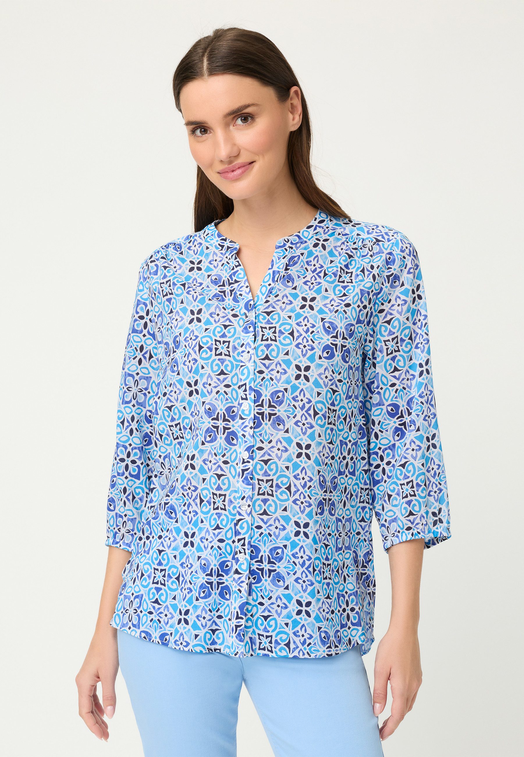 Olsen Hemdbluse mit Allover-Dessin und Knopfleiste