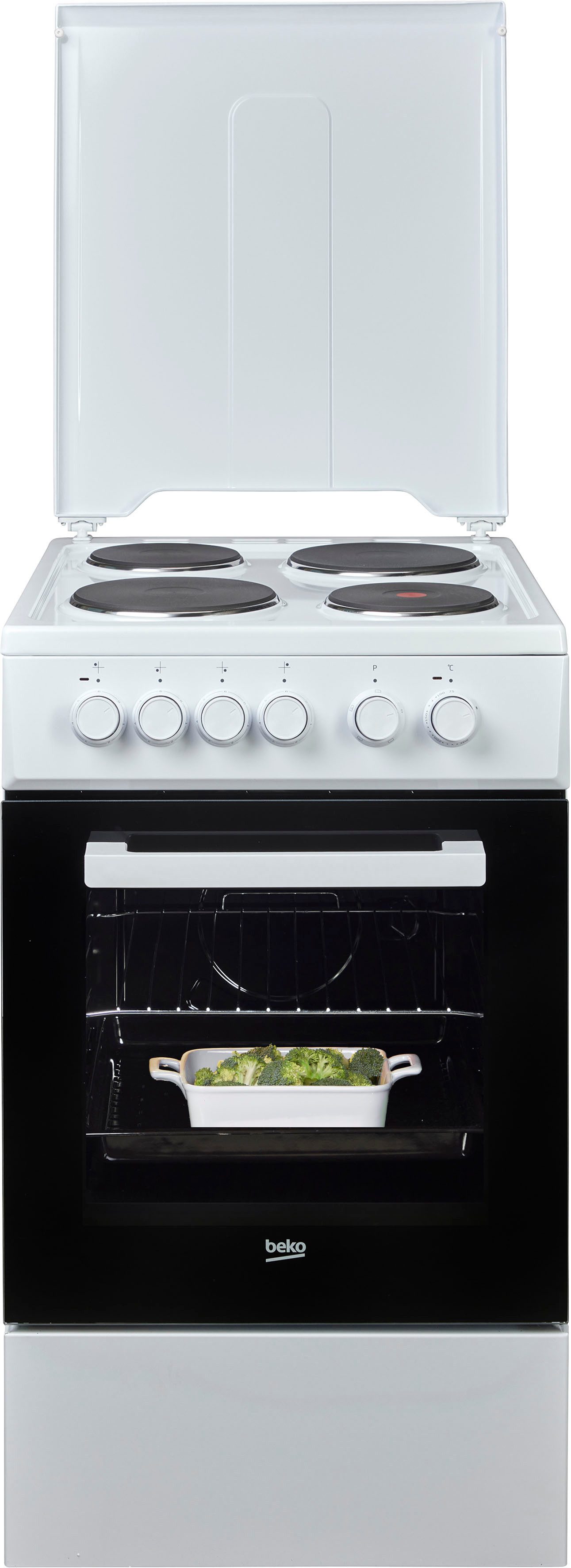 BEKO Elektro-Standherd Elektro-Standherd FSS56000GW, SteamShine® – Die Dampfreinigung des Backofens