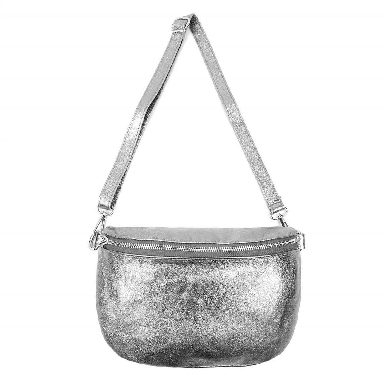 ITALYSHOP24 Bauchtasche Made in Italy Damen Leder Bauch- Gürteltasche CrossOver Body Bag Handy, Schultertasche Umhängetasche Hüfttasche, leicht & Elegant, Echtleder