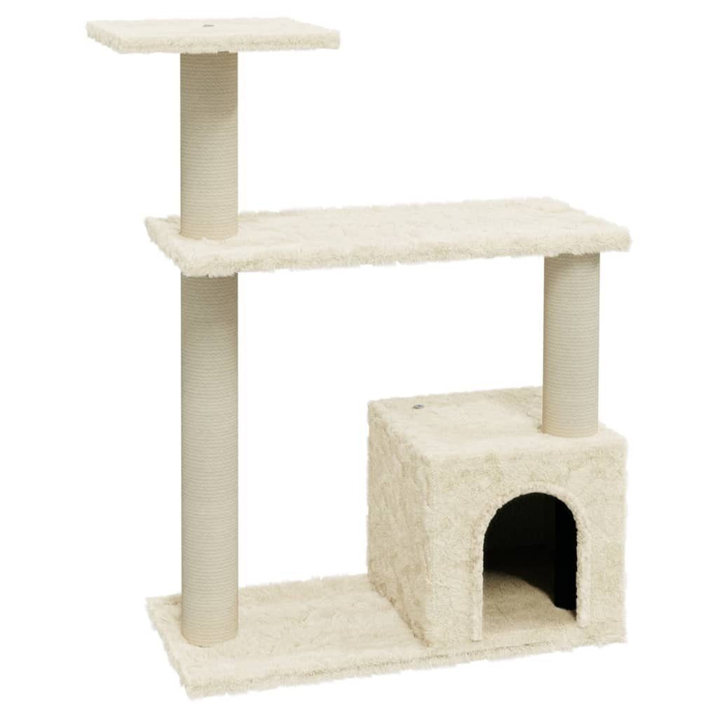 vidaXL Kratzbaum aus Holzwerkstoff, Plüsch, Sisal in Creme