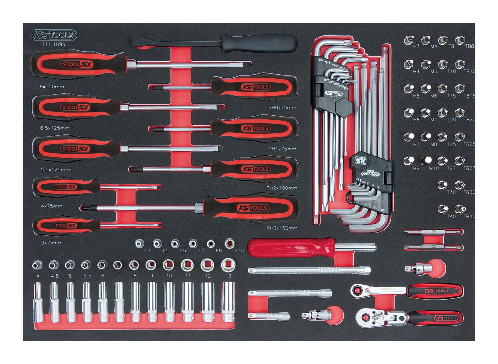 KS Tools Steckschlüssel (95 St), SCS 1/4" Satz, 95-teilig in 1/1 Systemeinlage