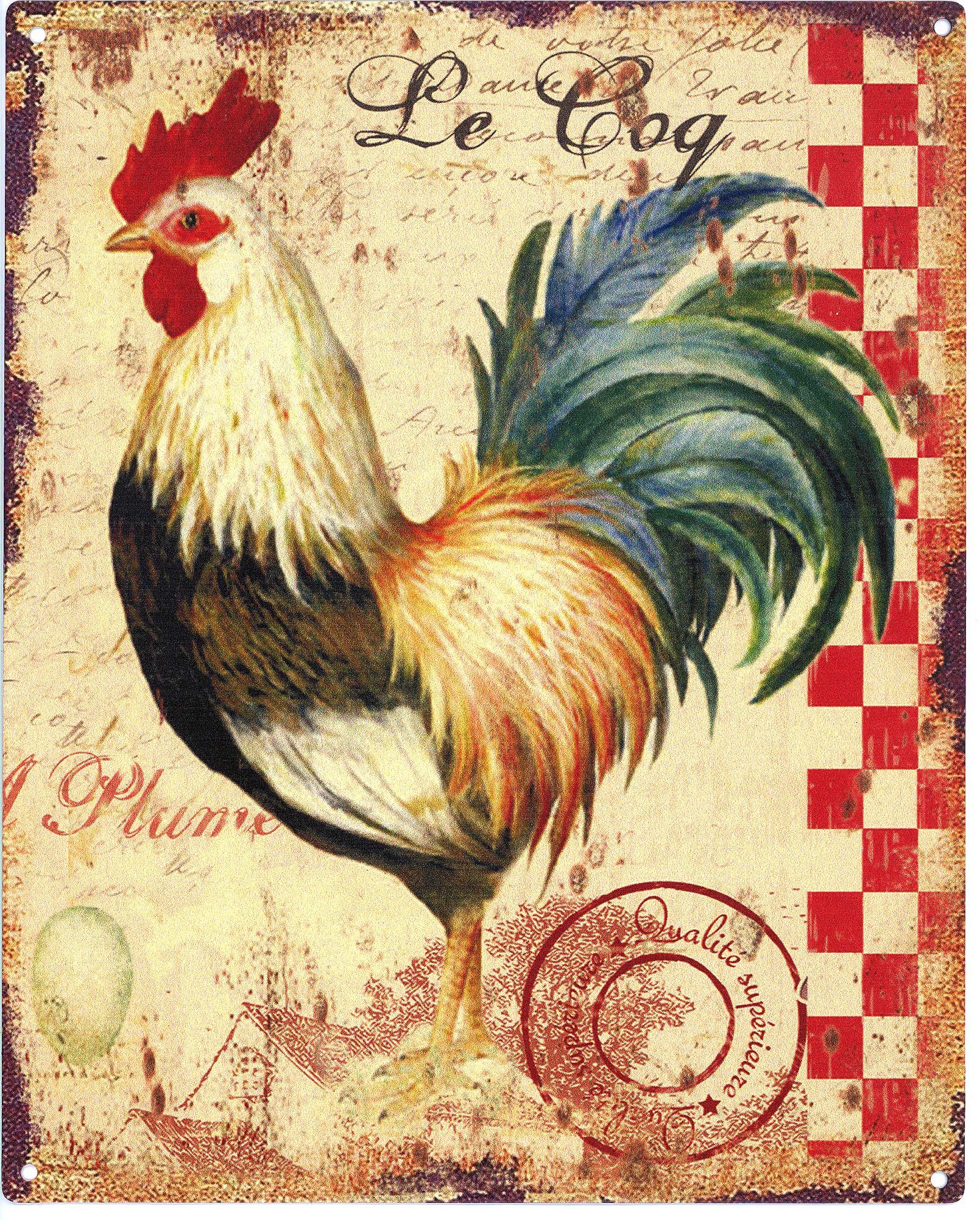 Moritz Metallschild Blechschild Le Coq Hahn, (Einzeln), 20 x 25cm Vintage Retro Deko Schild Metallschild Wandbild Schild