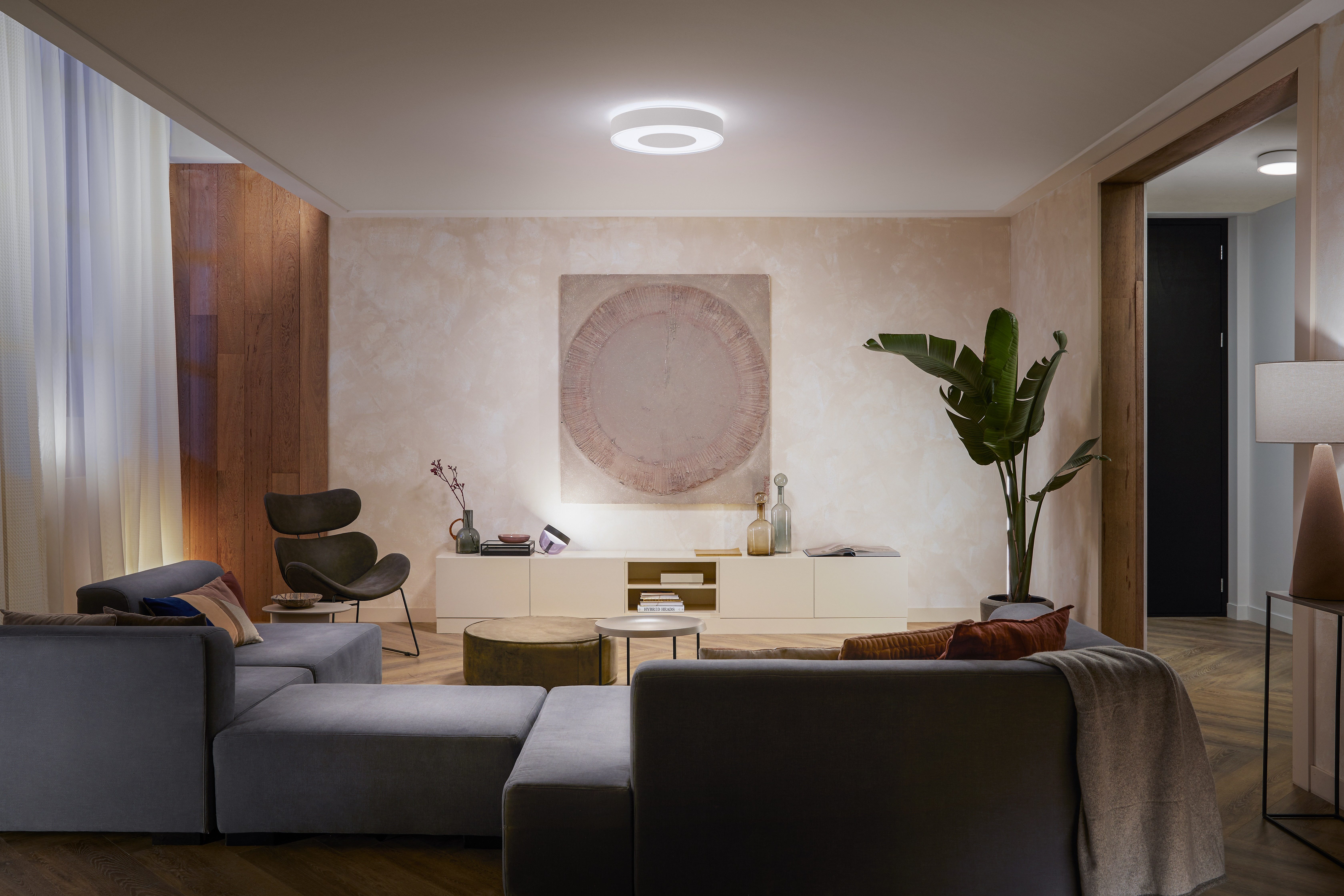 Philips Hue LED Deckenleuchte White & Color Ambiance Infuse Deckenleuchte L, Abschaltautomatik, Bluetooth, CCT - über Fernbedienung, Dimmfunktion, Farbsteuerung, Farbwechsel, Leuchtdauer einstellbar, Memoryfunktion, Nachtlichtfunktion, RGB, Smart Home, Timerfunktion, dimmbar über Fernbedienung, erweiterbar, mehrere Helligkeitsstufen, LED fest integriert, RGB