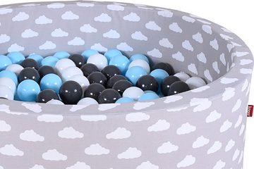 Knorrtoys® Bällebad Soft, Grey White Clouds, mit 300 Bälle creme/Grey/lightBlue; Made in Europe