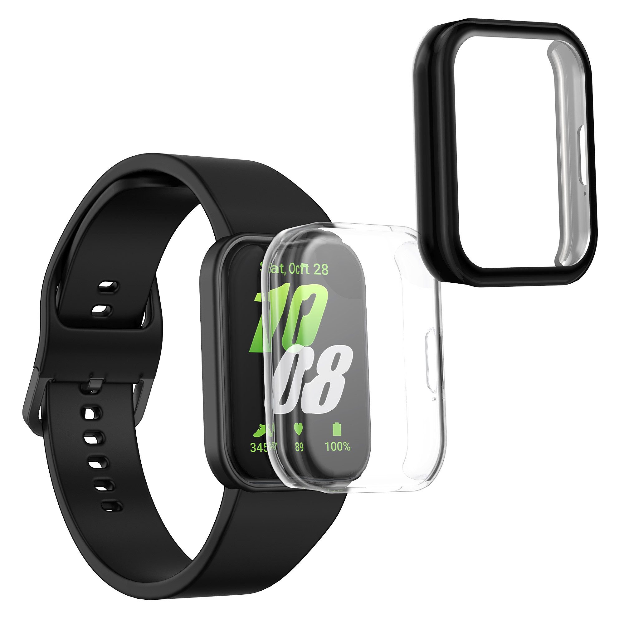 kwmobile Smartwatch-Hülle 2x Silikon Hülle für Samsung Galaxy Fit 3, Schutzhülle Fullbody Display Cover Set aus Silikon