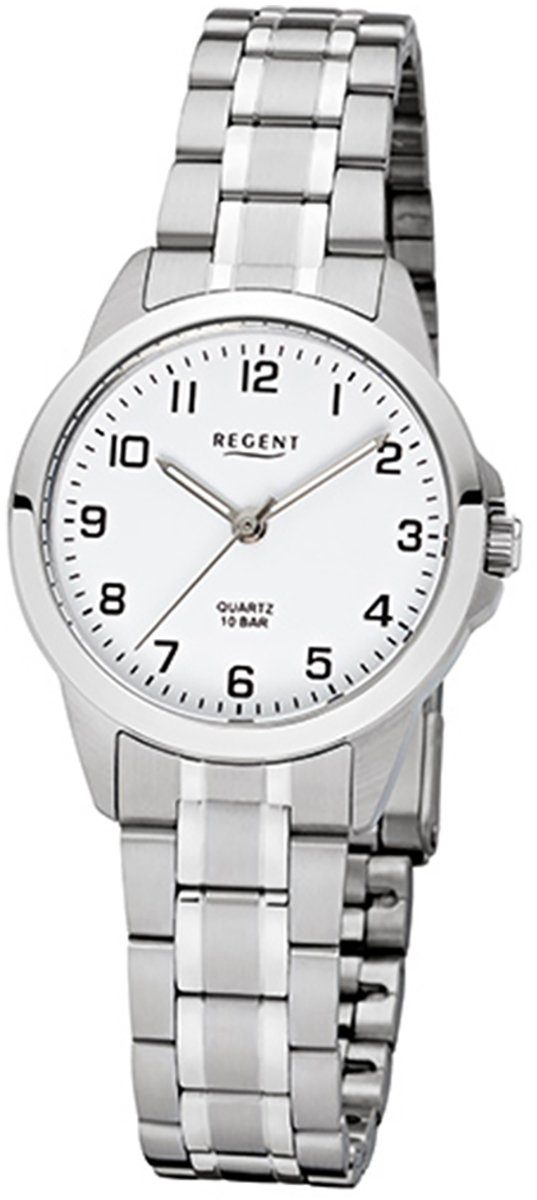 Regent Quarzuhr Regent Damen-Armbanduhr silber Analog, Damen Armbanduhr rund, klein (ca. 29mm), Edelstahlarmband | Quarzuhren