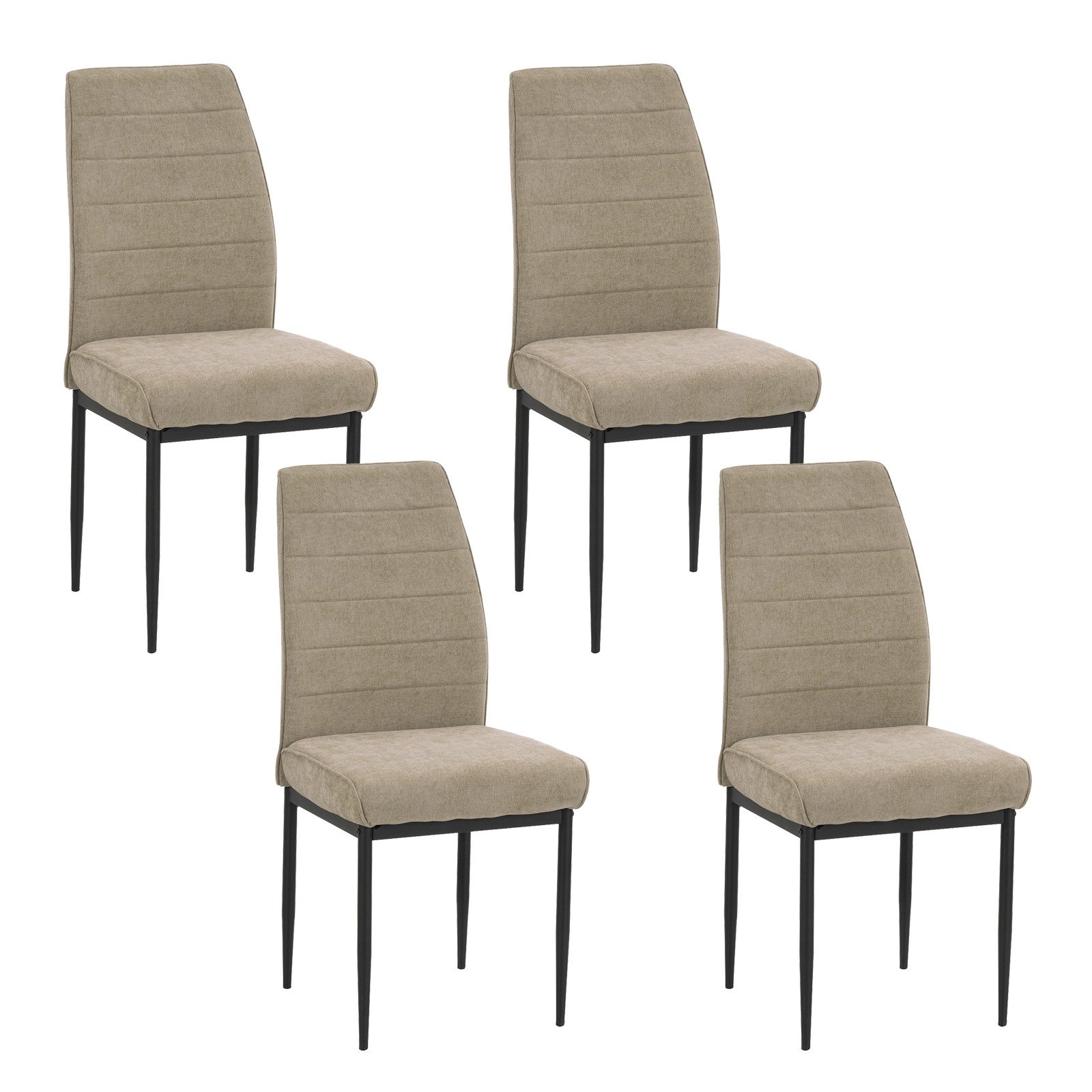 HTI-Living Esszimmerstuhl Esszimmerstuhl Manuel Webstoff mit Federkern Beige (Set, 4 St), Polsterstuhl mit Metallgestell Schwarz